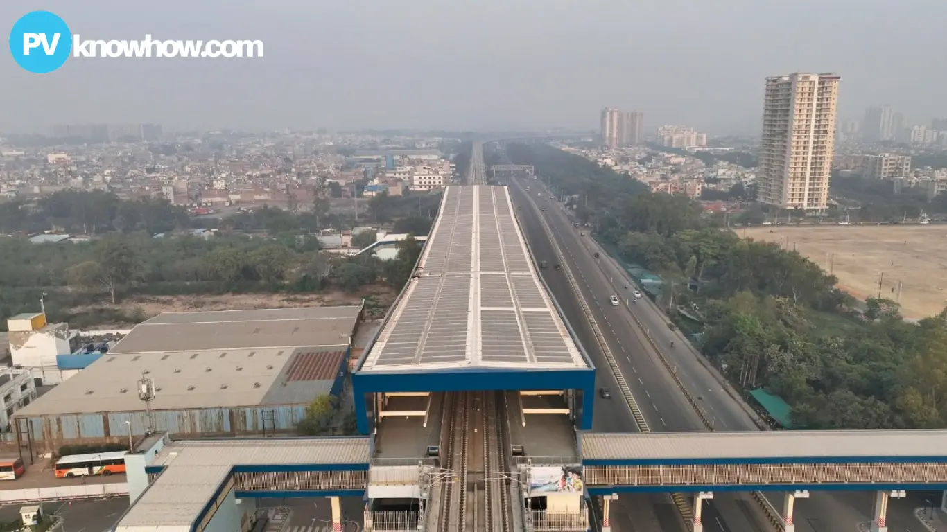 solar panels installed on the rooftops of railway