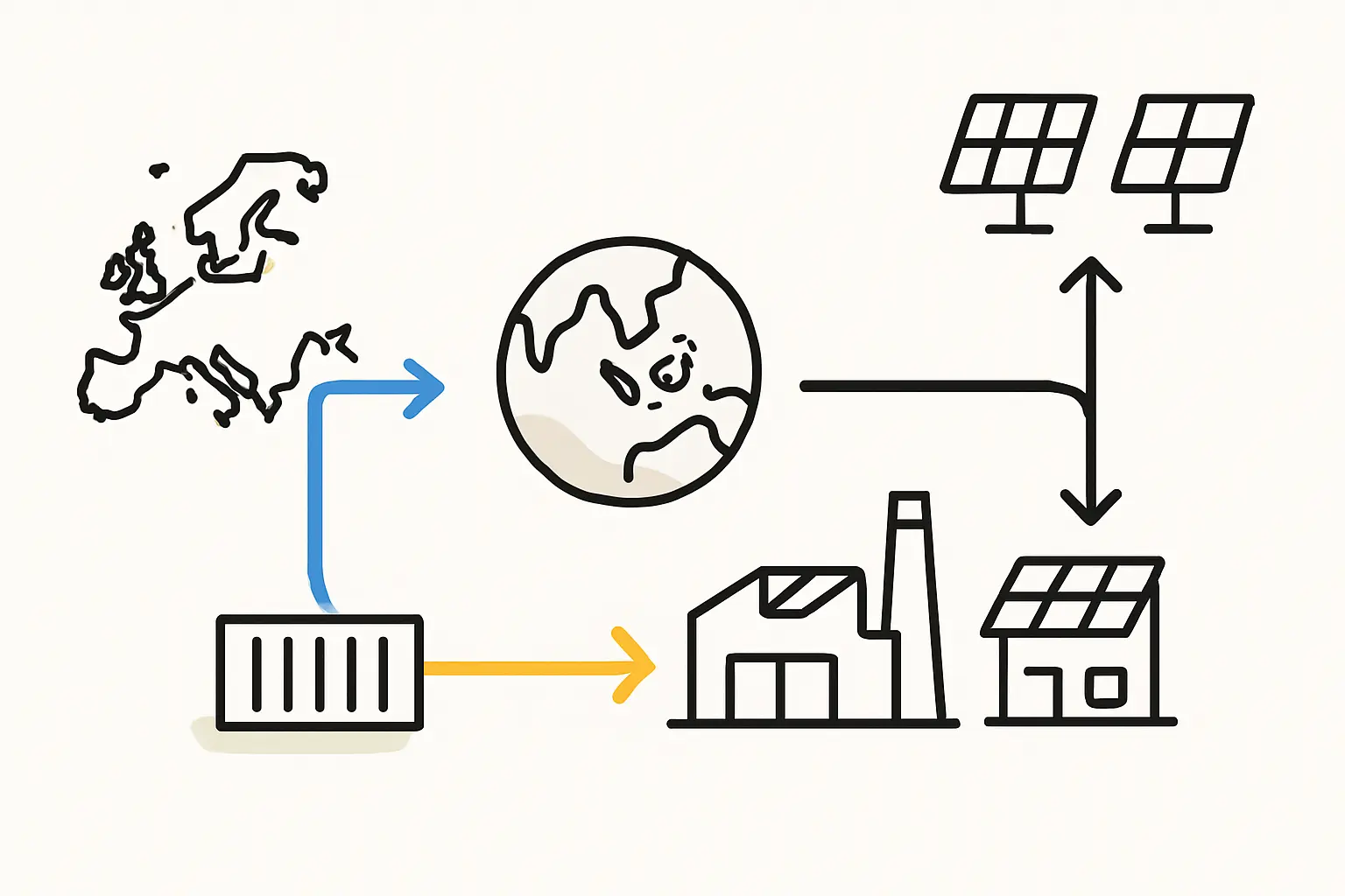 A warehouse interior showing neatly stacked pallets of solar cells and boxes of EVA film, representing strategic inventory.