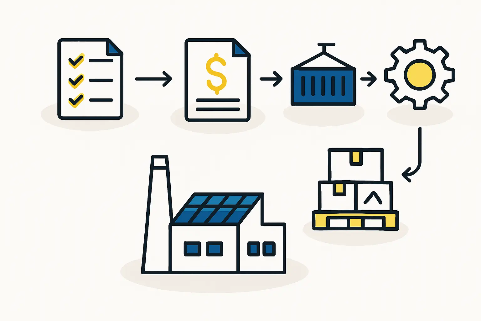 Infographic breaking down the key components of a solar panel (glass, EVA, cells, backsheet, frame).