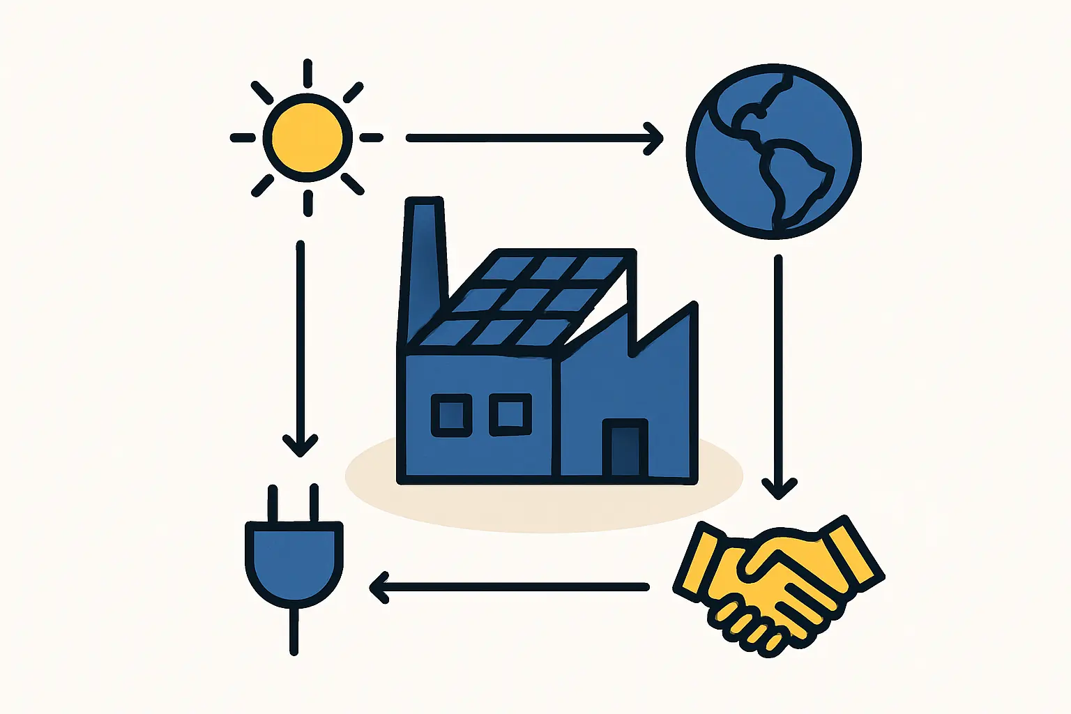 A diagram illustrating the flow of funds from BNDES through an accredited bank to the solar factory project.