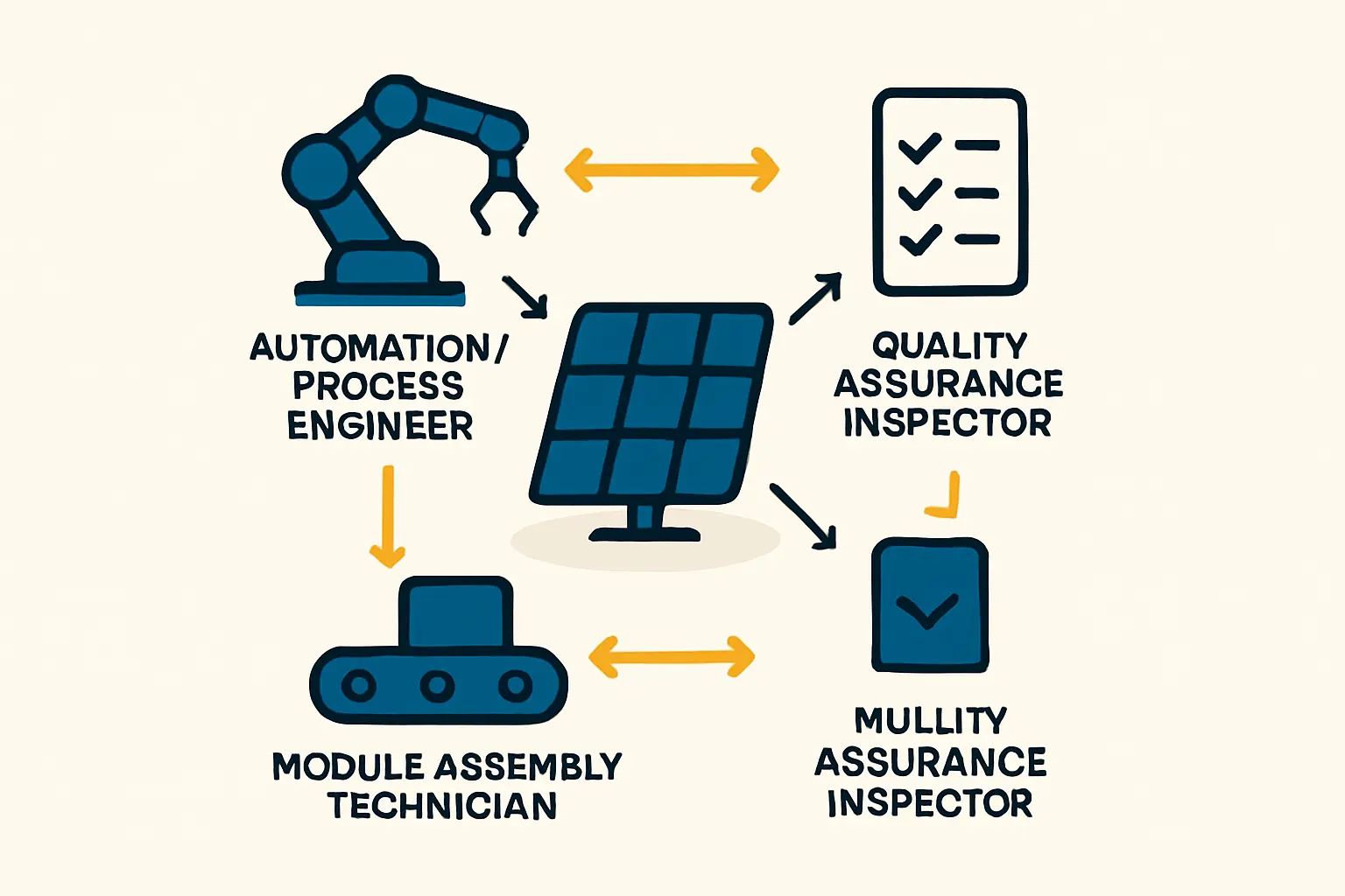 Image of an engineer training a small group of employees on a piece of solar manufacturing equipment