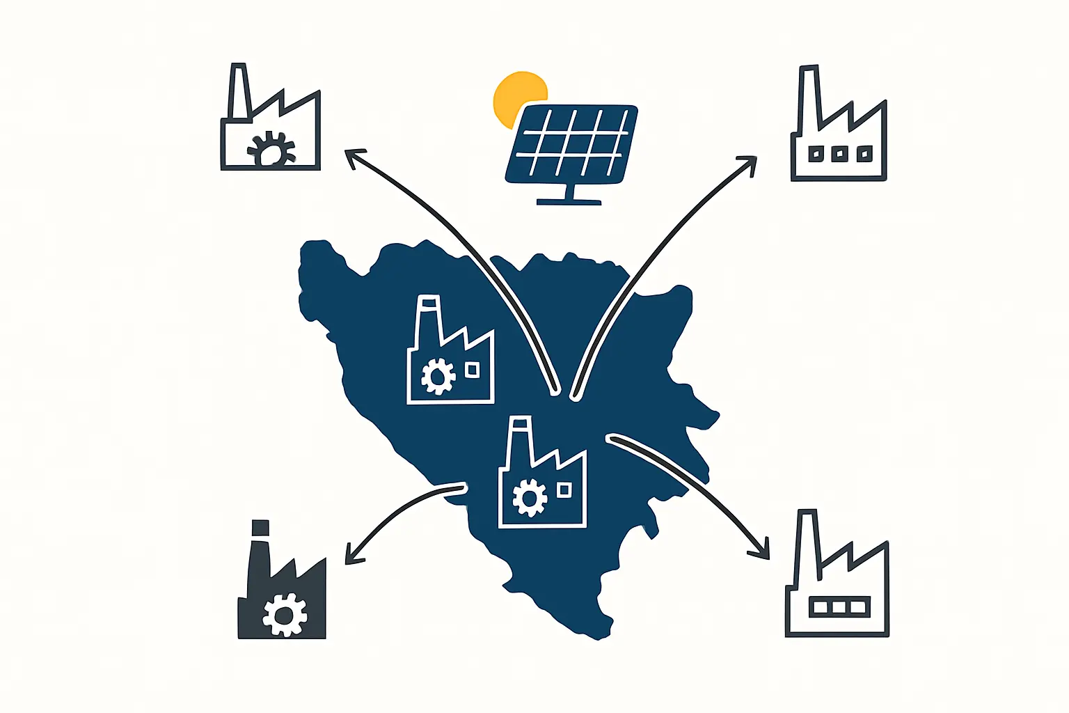 A map of the Balkan region, pinpointing major aluminum production hubs in Bosnia and Herzegovina.