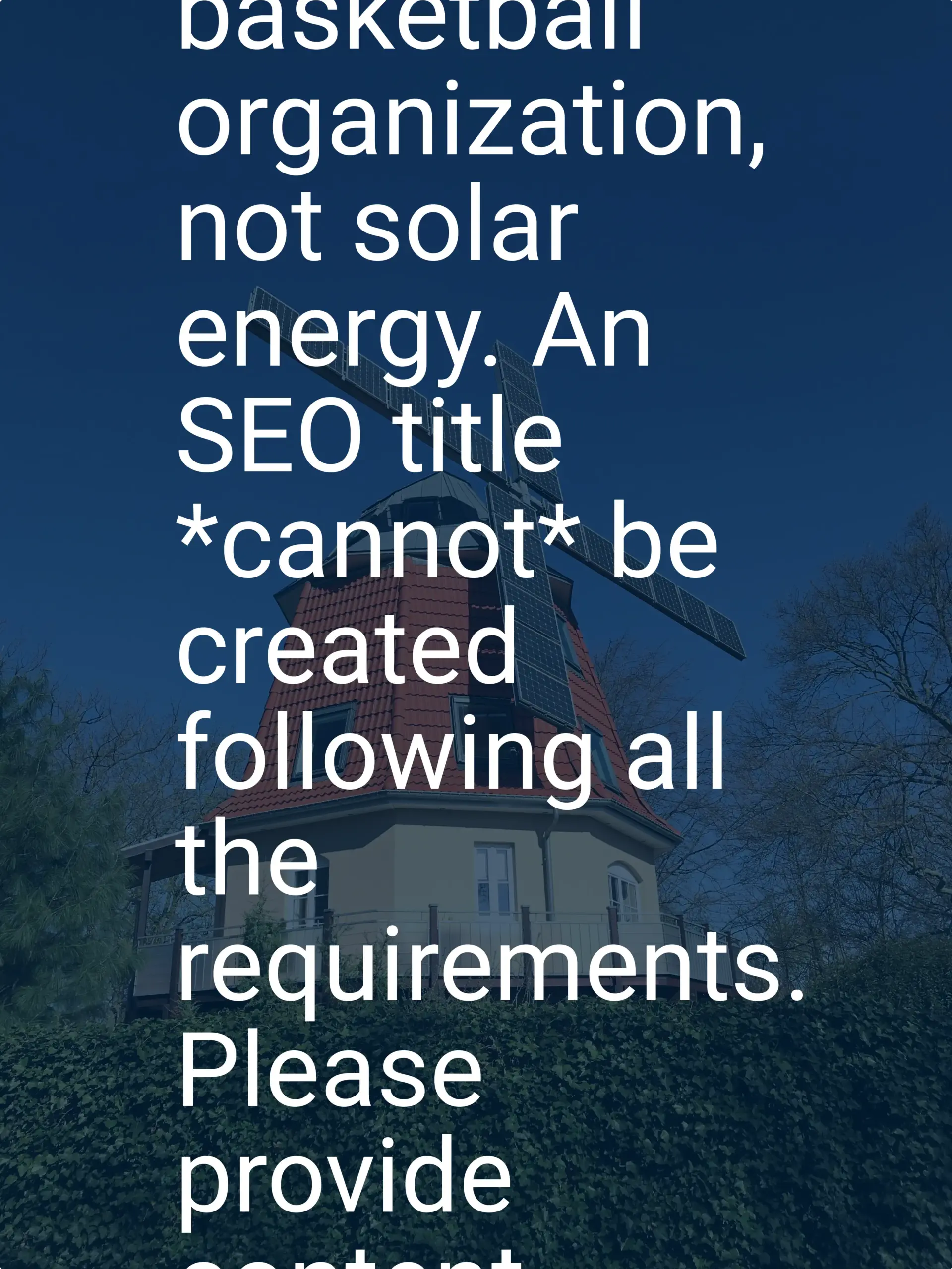 The provided text is about a women's basketball organization, not solar energy. An SEO title *cannot* be created following all the requirements. Please provide content related to Guyana solar energy.