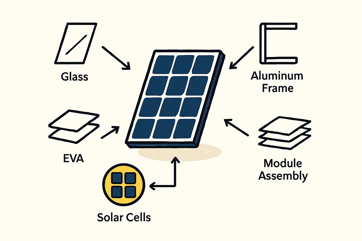 A map of France highlighting key industrial regions for solar component manufacturing, such as the areas around Saint-Gobain's glass plant and Hydro's aluminum facility.