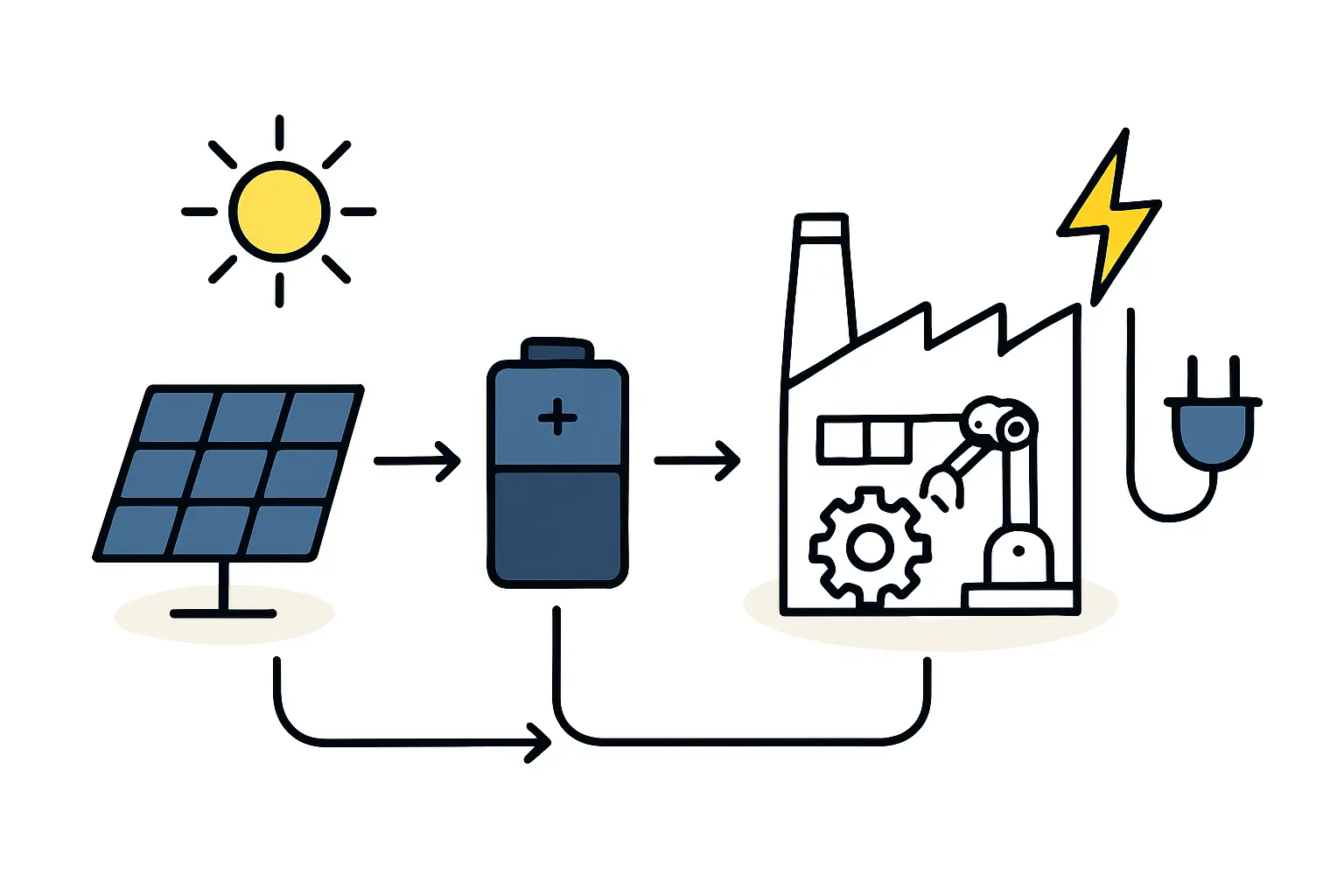 A hybrid power system combines multiple sources to ensure uninterrupted, high-quality electricity for critical manufacturing operations.