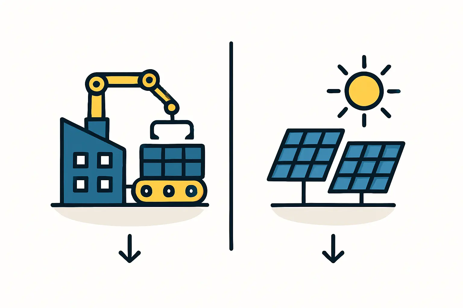Architectural rendering of a modern, medium-sized solar panel factory.
