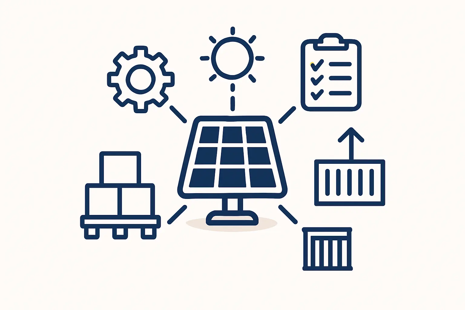 A functioning solar panel manufacturing line with employees overseeing the automated process.
