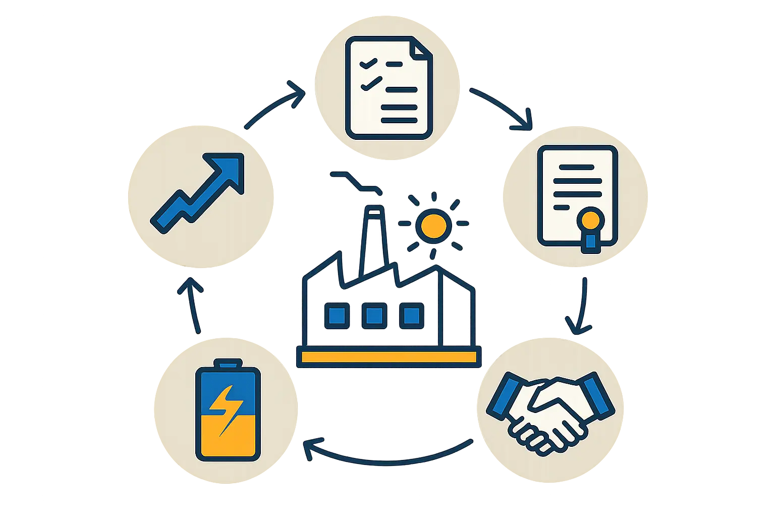 A diagram illustrating the high cost of diesel-generated power versus the lower, stable cost of solar power over a 25-year lifespan.
