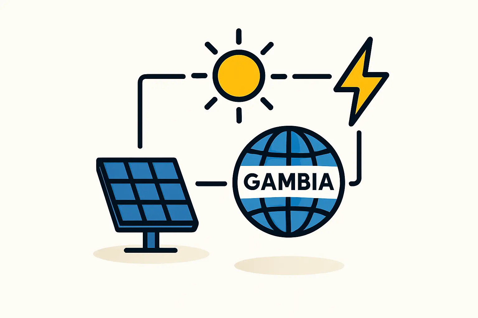 A small-scale solar-powered irrigation pump watering crops in a Gambian field, showing practical application.