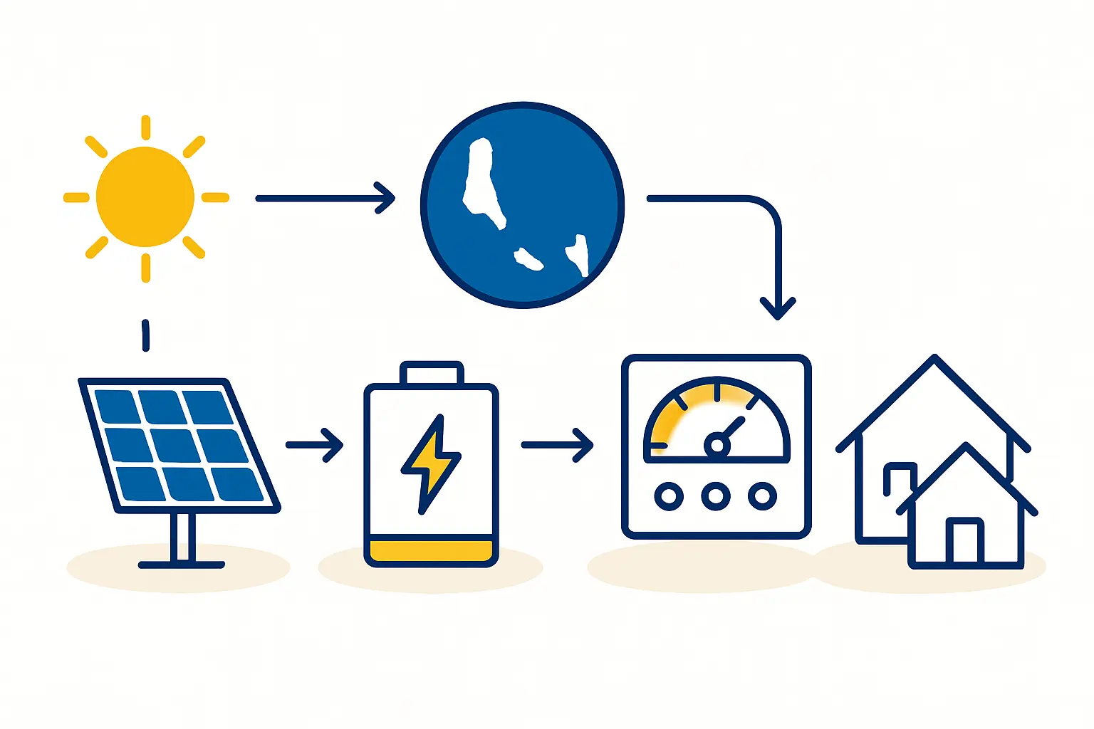 A diagram comparing a standard solar module with a cyclone-resistant module, showing thicker glass, reinforced frame, and additional support bars.