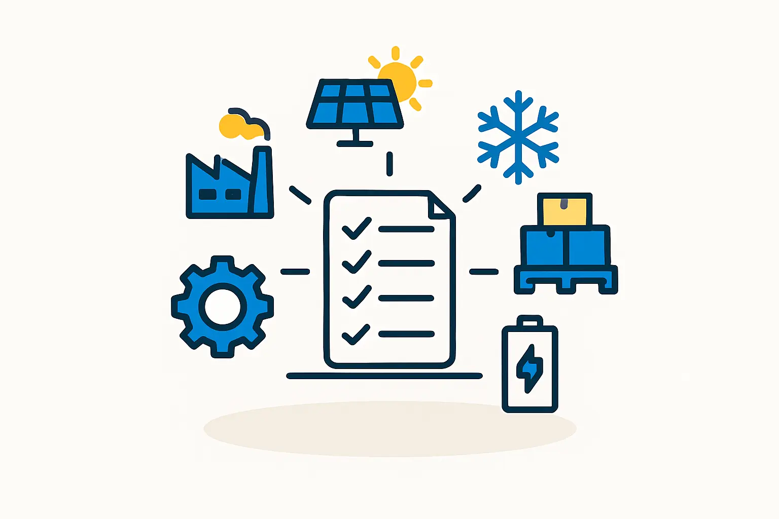 An acclimatization zone in a solar factory where raw materials are stored before use.