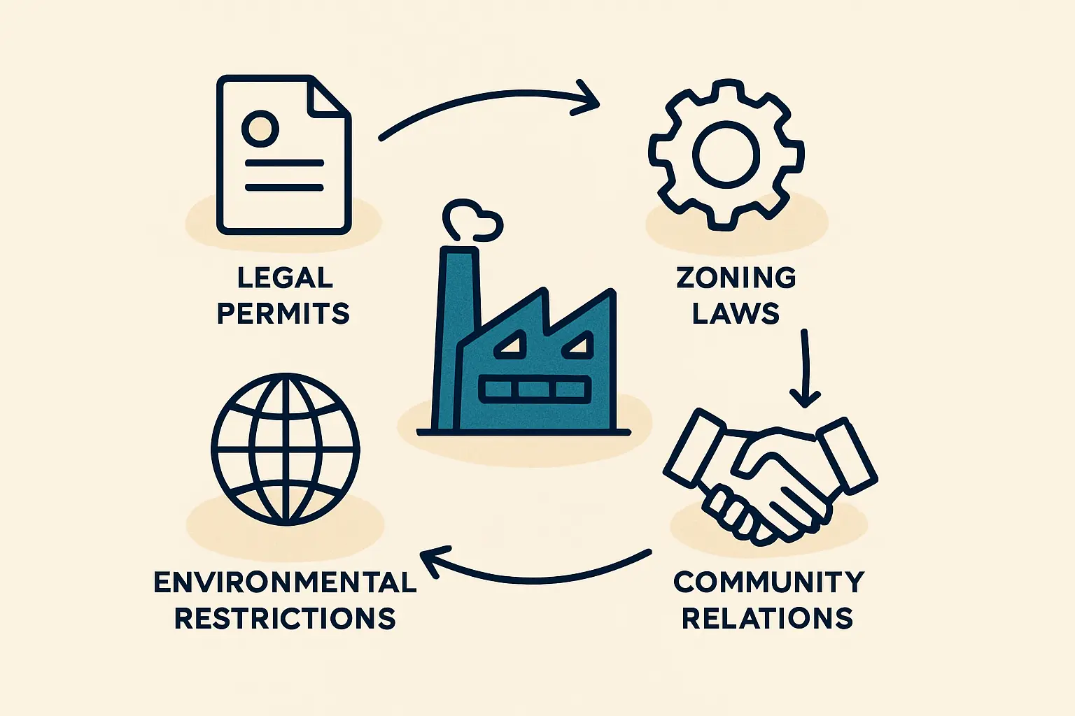 Image of industrial facility site suitability considerations.