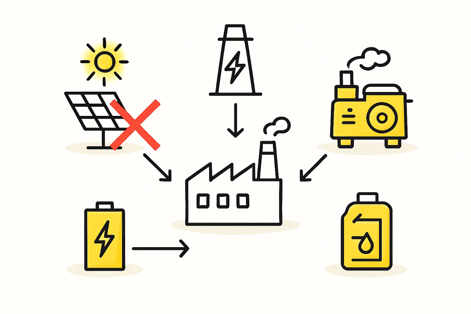 A photograph of a large, industrial diesel generator set installed outside a manufacturing facility.