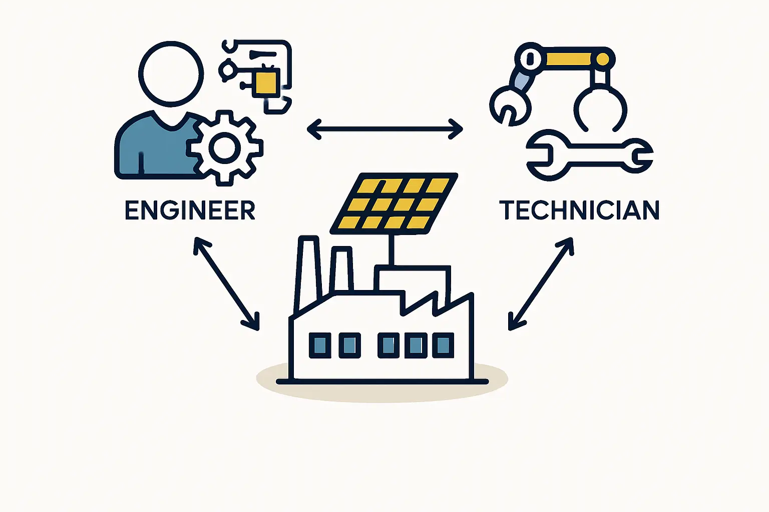 A team of technicians in cleanroom attire inspecting a solar module on a production line, with a focus on precision and teamwork.