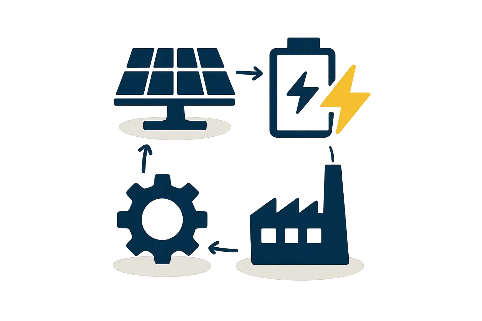 Diagram showing the energy generation mechanism of a bifacial solar module with high ground albedo.