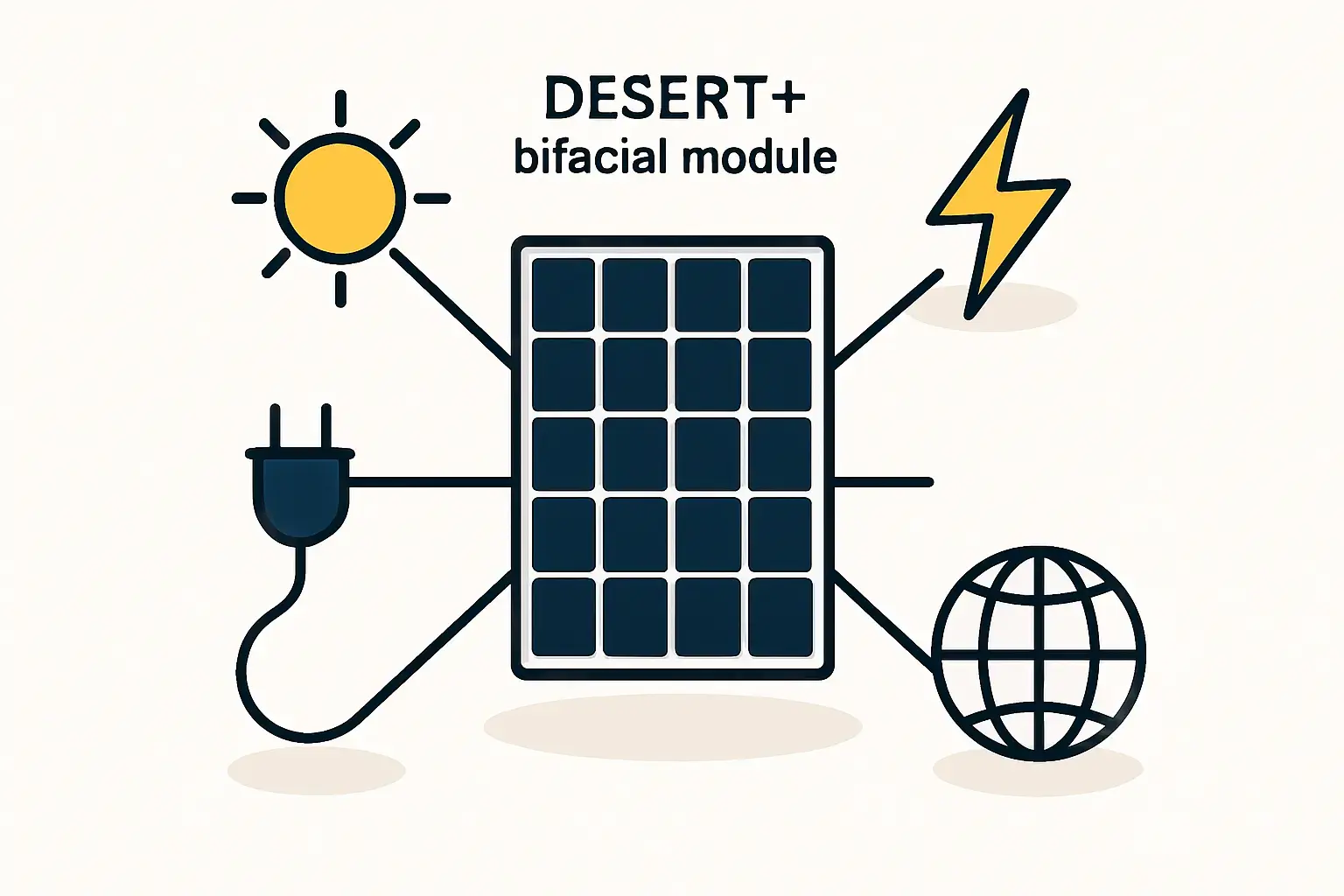 Utility-scale solar farm in a desert environment, ideal for bifacial modules.