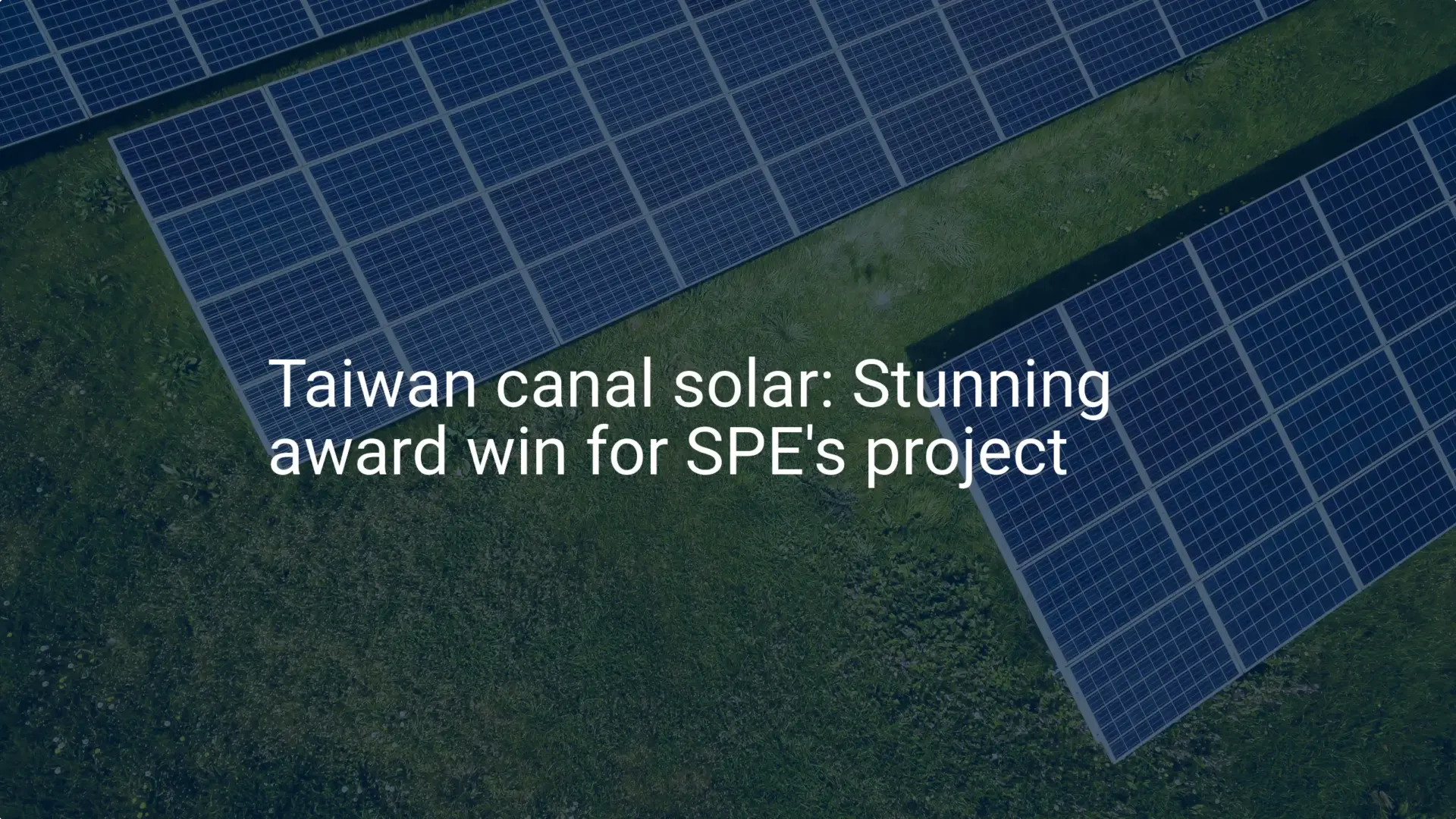 Taiwan canal solar: Stunning award win for SPE's project