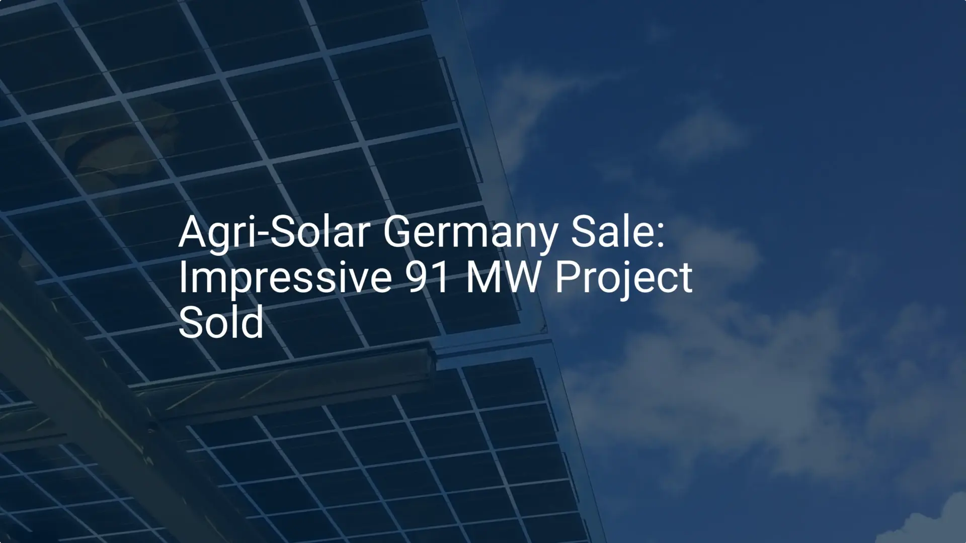 Agri-Solar Germany Sale: Impressive 91 MW Project Sold