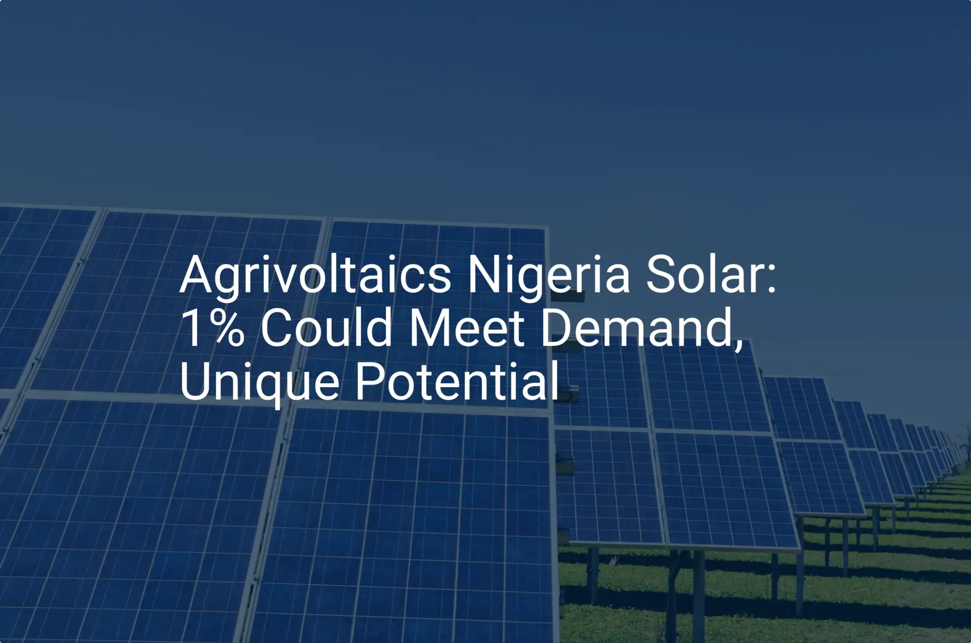 Agrivoltaics Nigeria Solar: 1% Could Meet Demand, Unique Potential