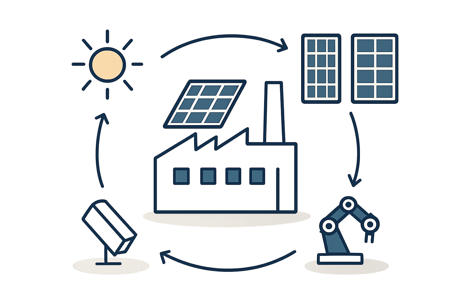 Utility-scale solar farm in a desert environment, ideal for bifacial modules.