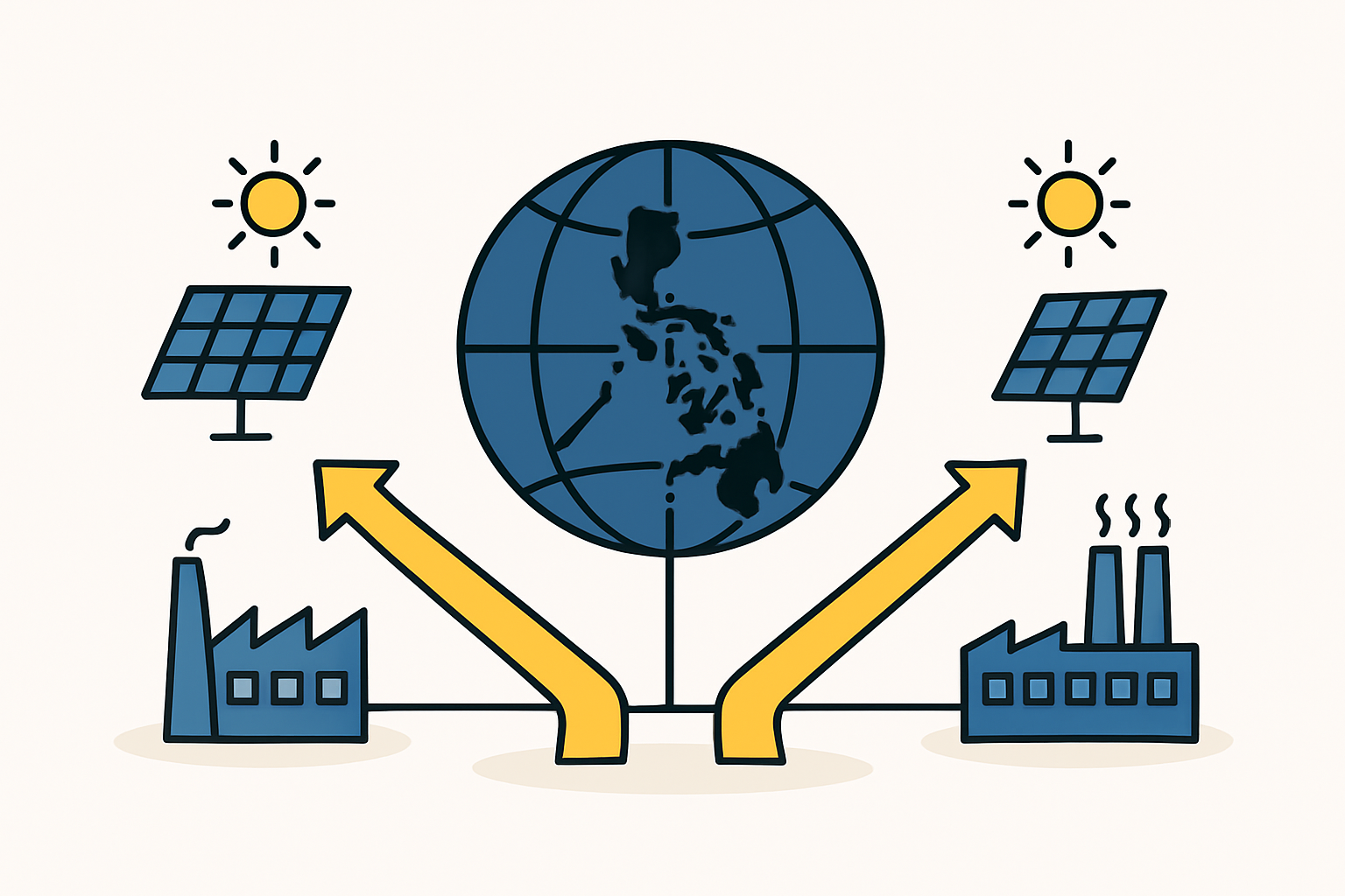 A map showing the Philippines at the center of key trade routes to ASEAN, US, and EU.