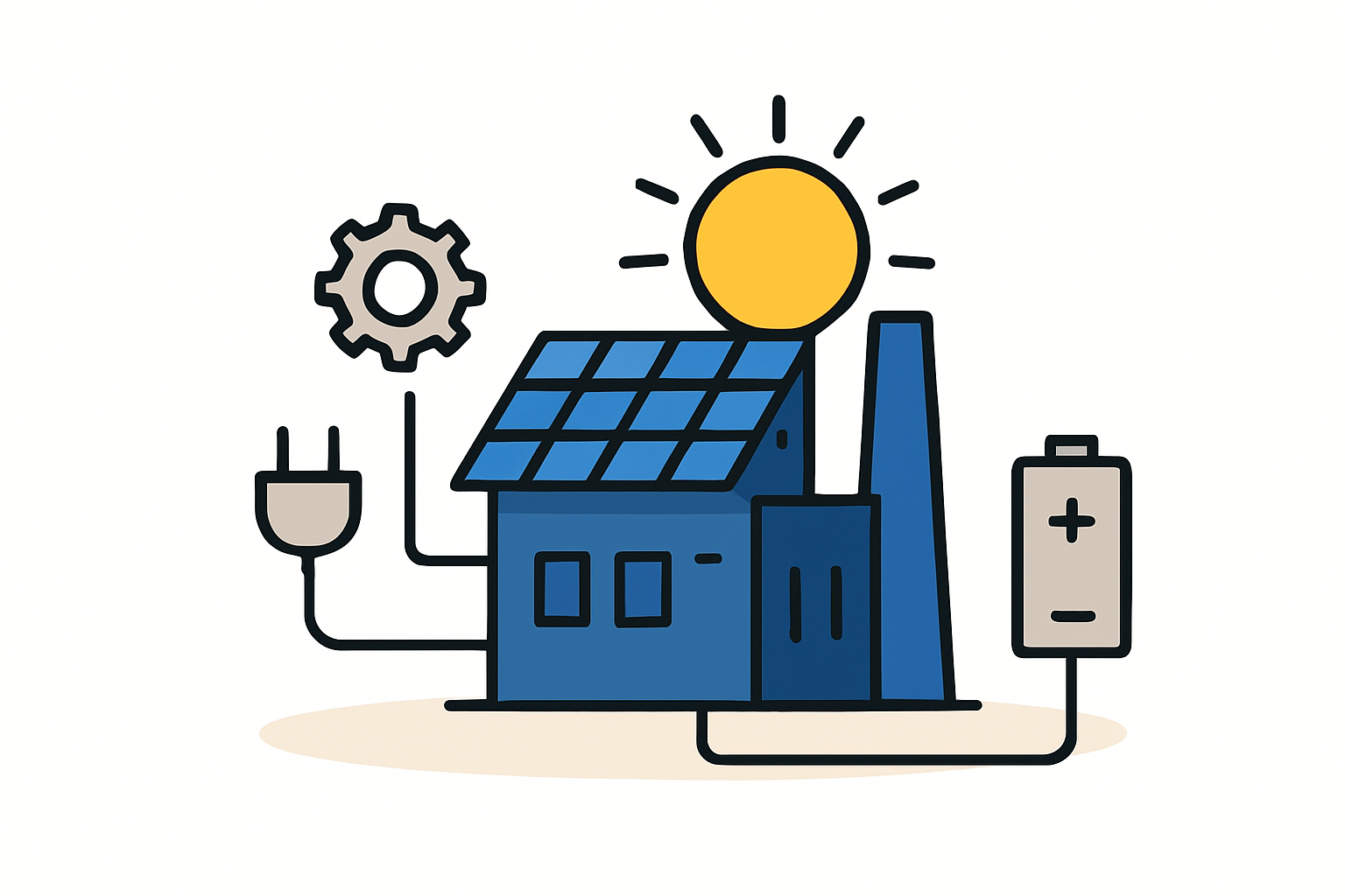 Figure 1: A typical hybrid power system architecture combining solar PV, battery storage, and a generator for maximum operational stability.
