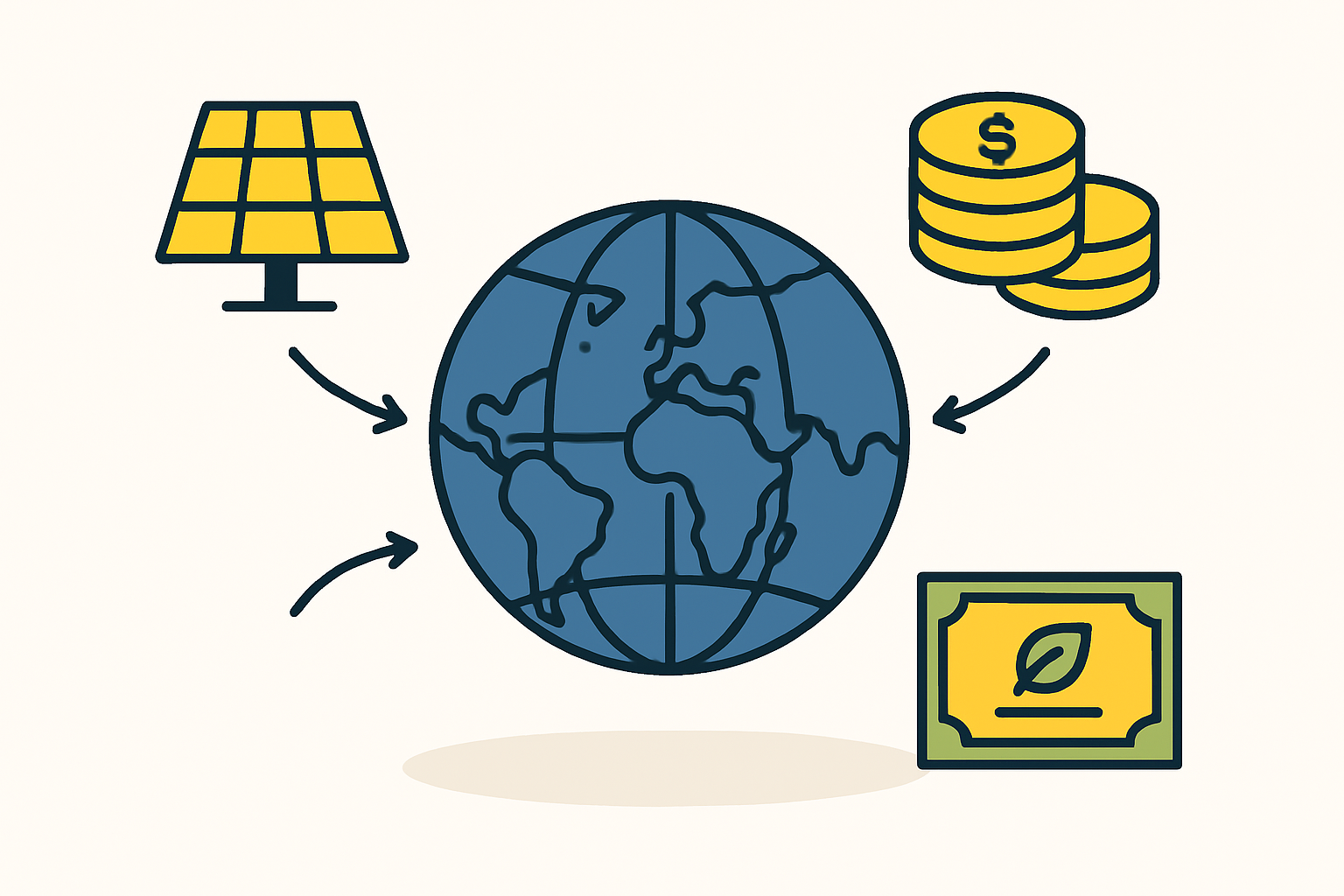 Infographic showing the flow of capital from Luxembourg-based funds to international solar projects.