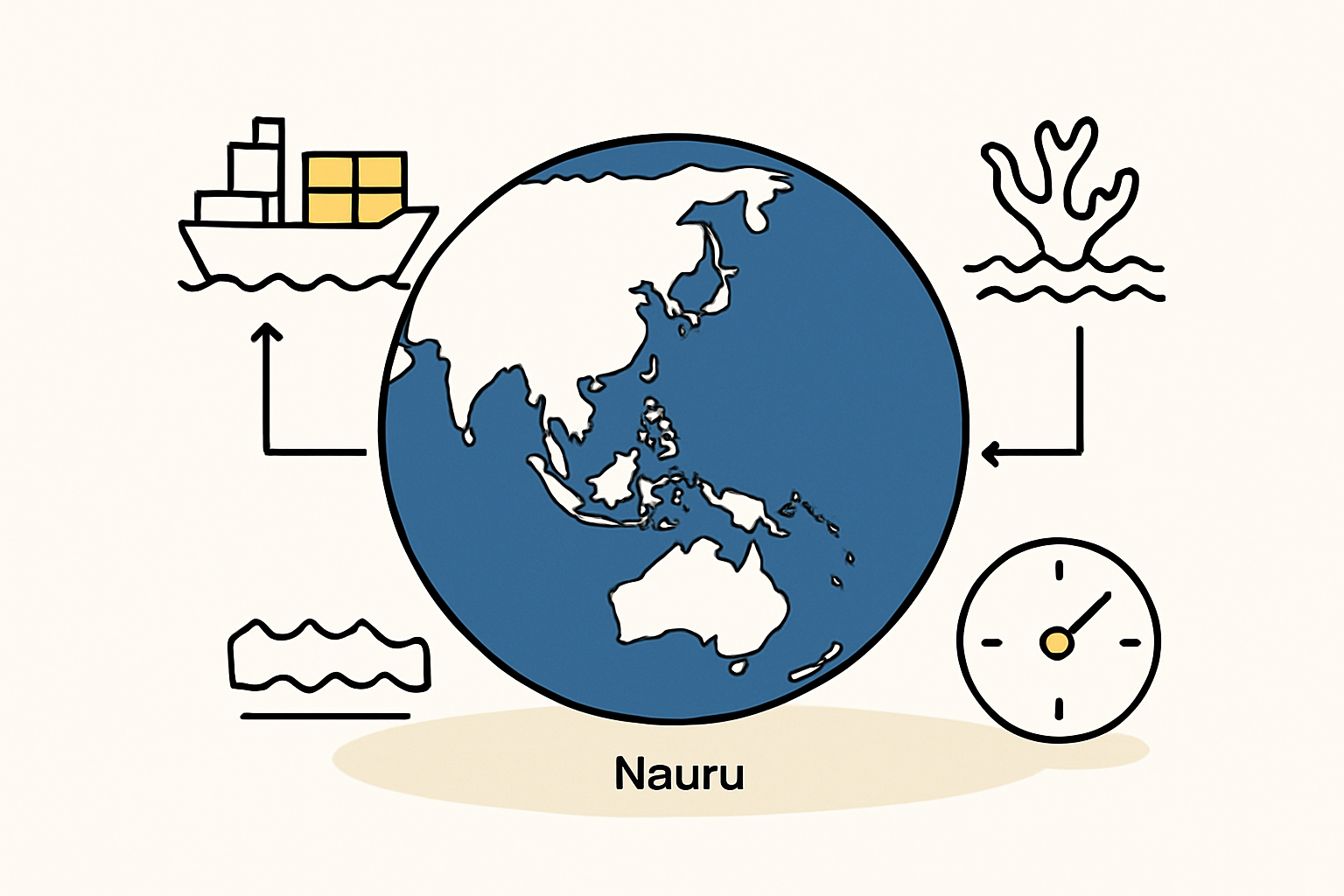 An aerial view of Nauru, highlighting its small size and isolation in the vast Pacific Ocean.