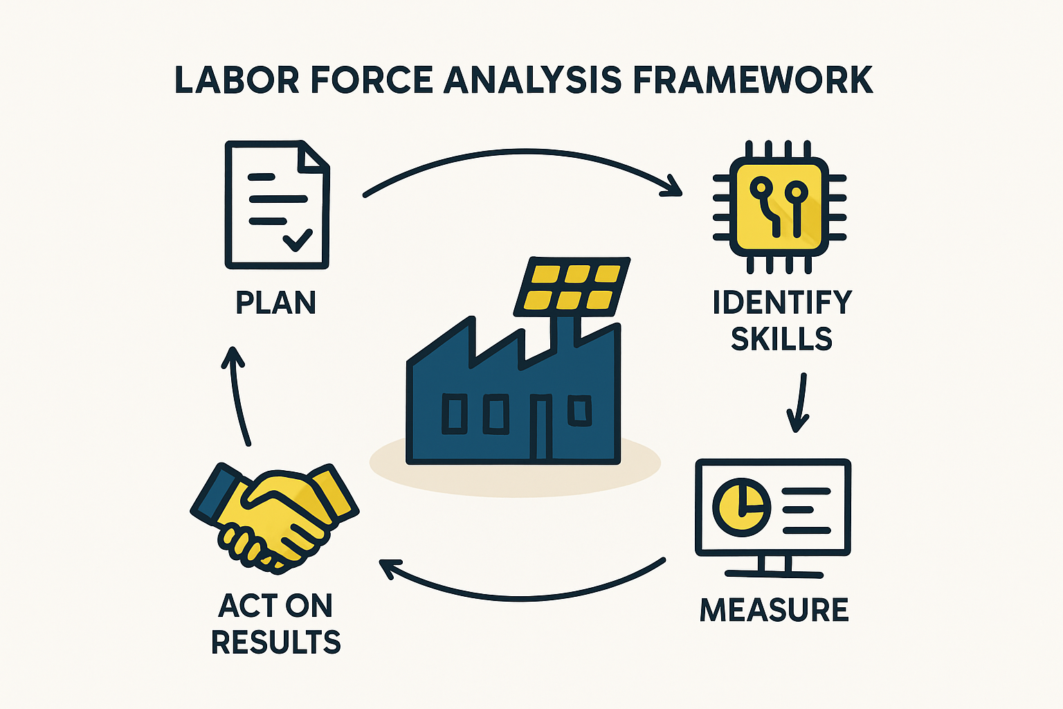 A flowchart or diagram illustrating the four-phase training program: Foundation, Specialization, On-the-Job, and Leadership.