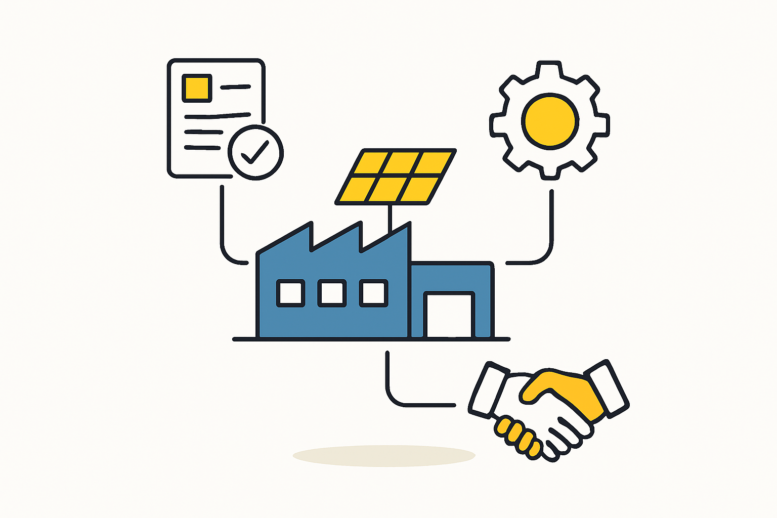 A detailed 3D layout of a solar module factory floor, showing the arrangement of machinery like stringers, laminators, and conveyors.