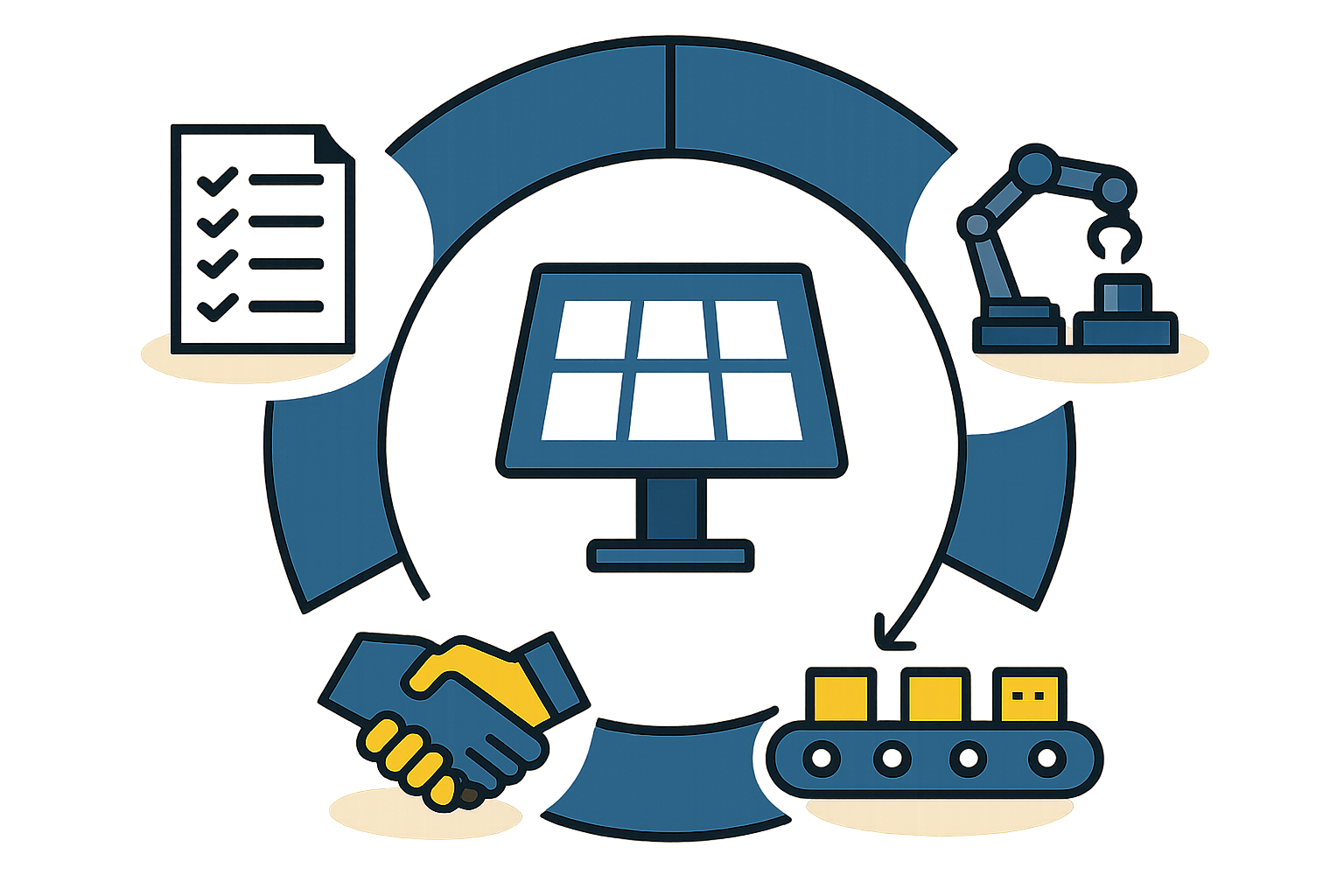 Solar panel manufacturing training and operations.