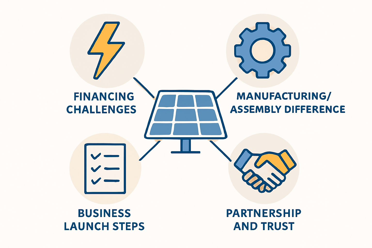 Local manufacturing facility for solar panels in Gambia, showcasing an assembly line.