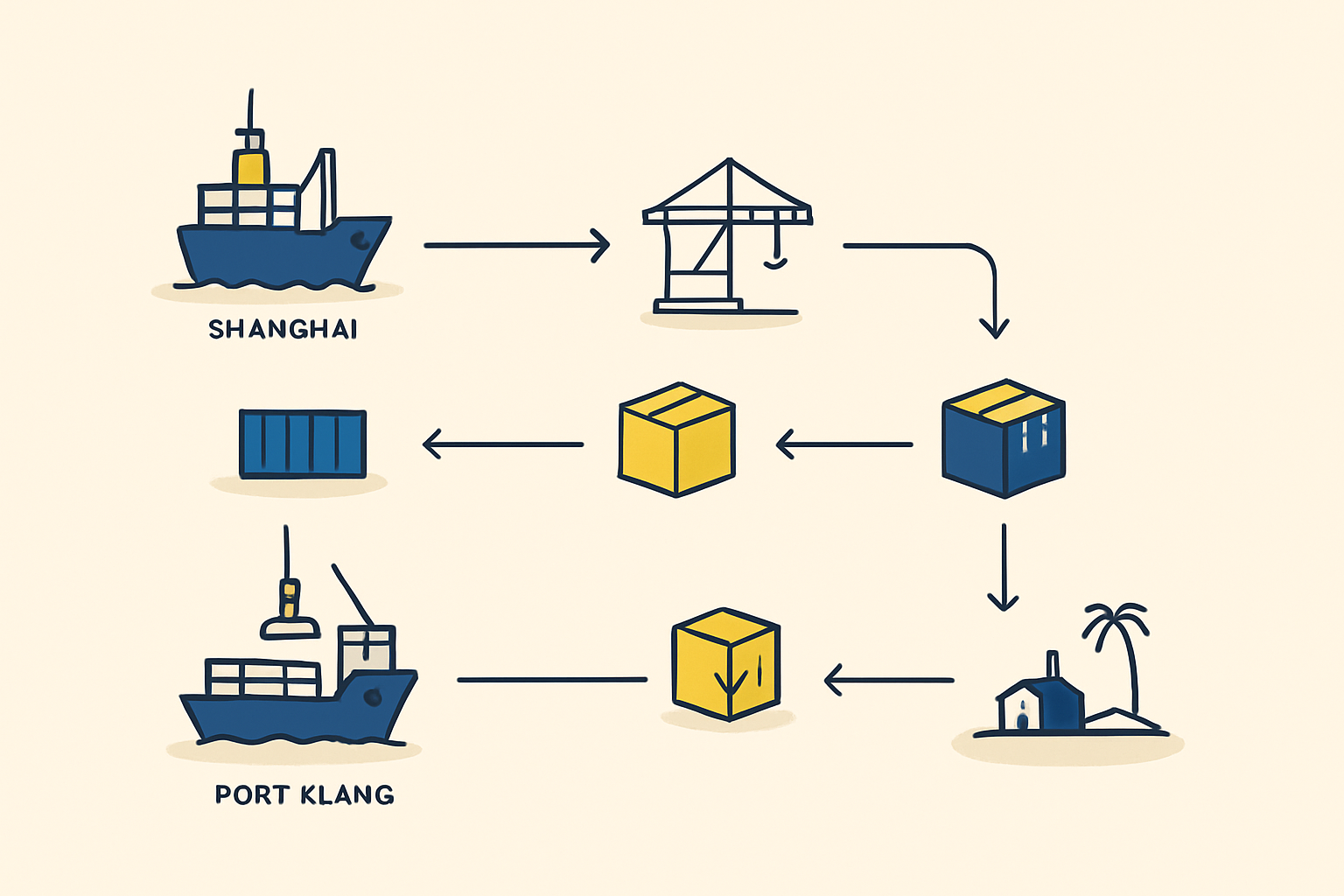 Infographic illustrating the concept of a buffer stock: showing 1 month production needs, 1 month in transit, and 3-4 months buffer on-site