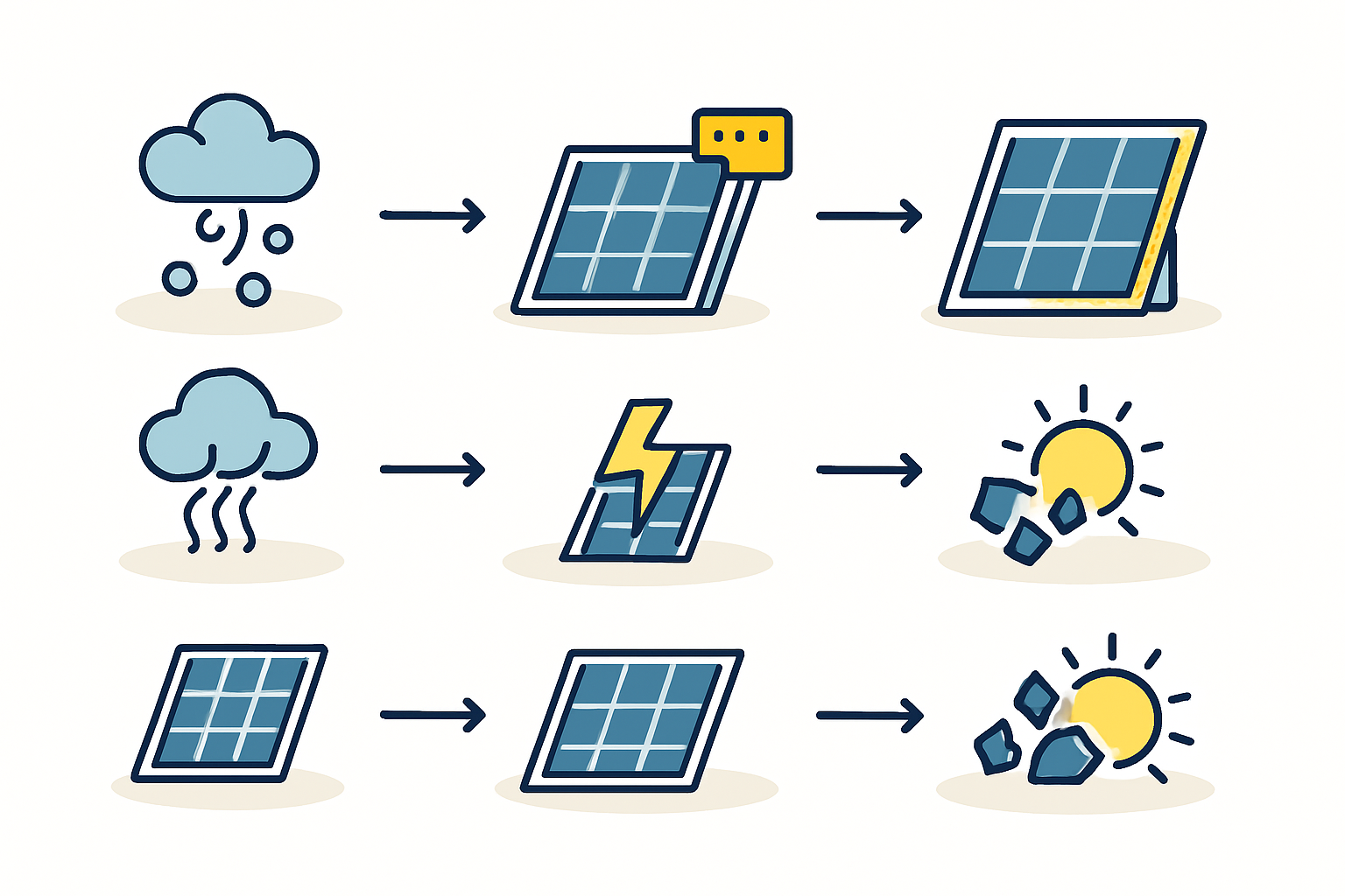 A solar module manufacturing process illustrating integration of specific materials and quality control in production.