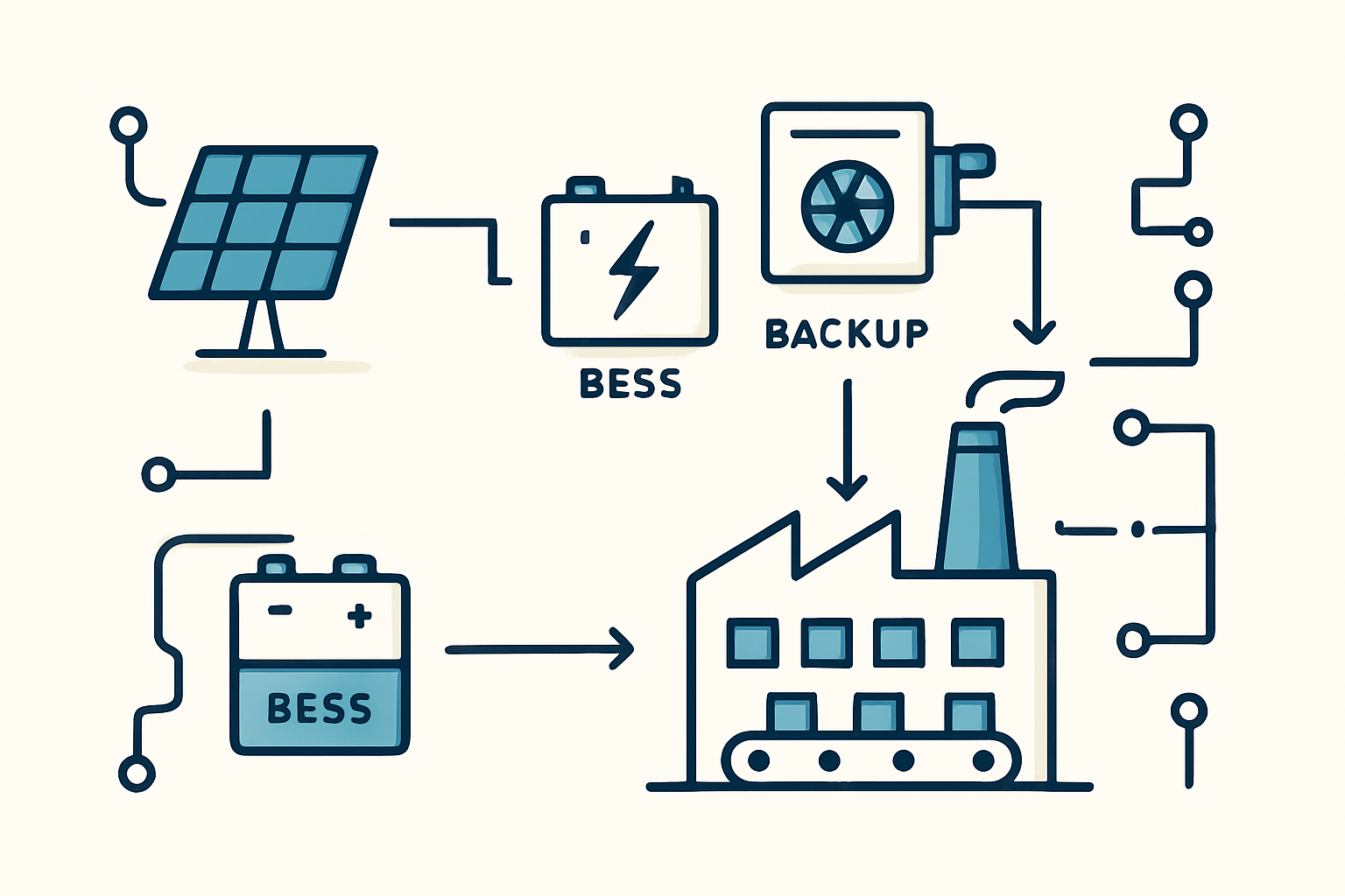 Hybrid solar and battery storage system