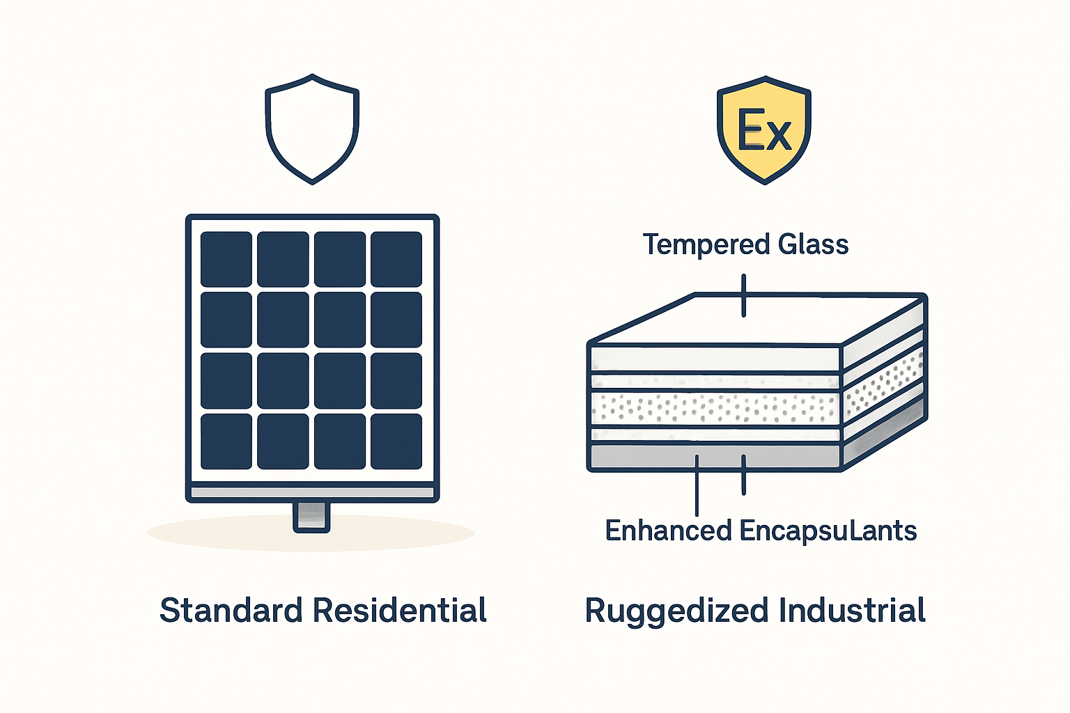 Ruggedized solar modules for industrial use