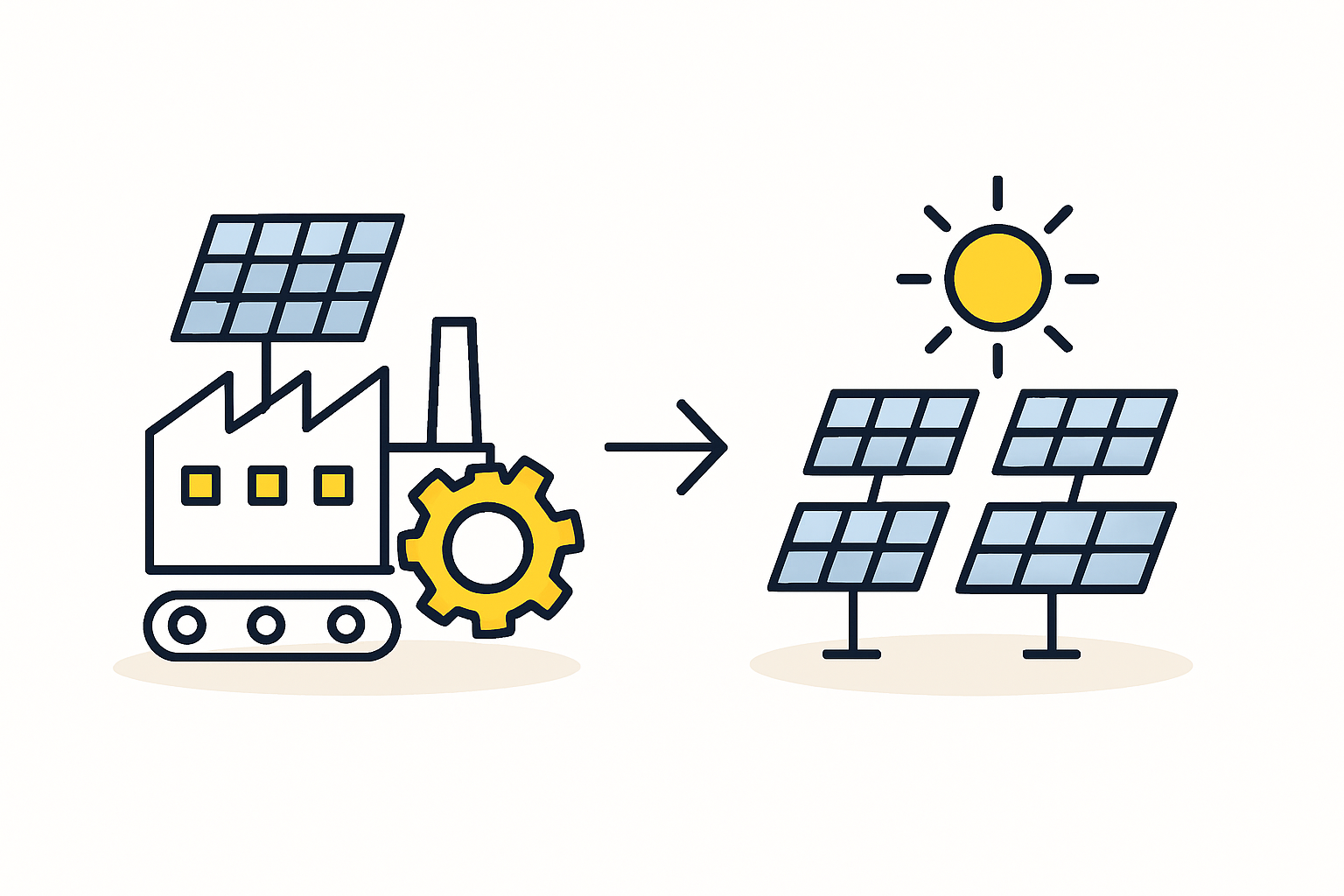 Architectural rendering of a modern, medium-sized solar panel factory.