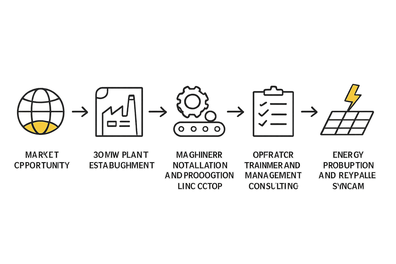 Blueprint layout of a 30 MW solar module factory