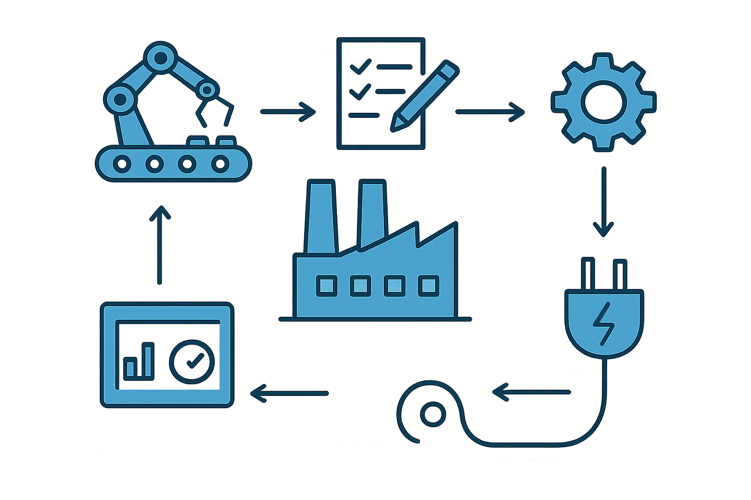 A simple flowchart depicting the operational cash flow of a solar module factory