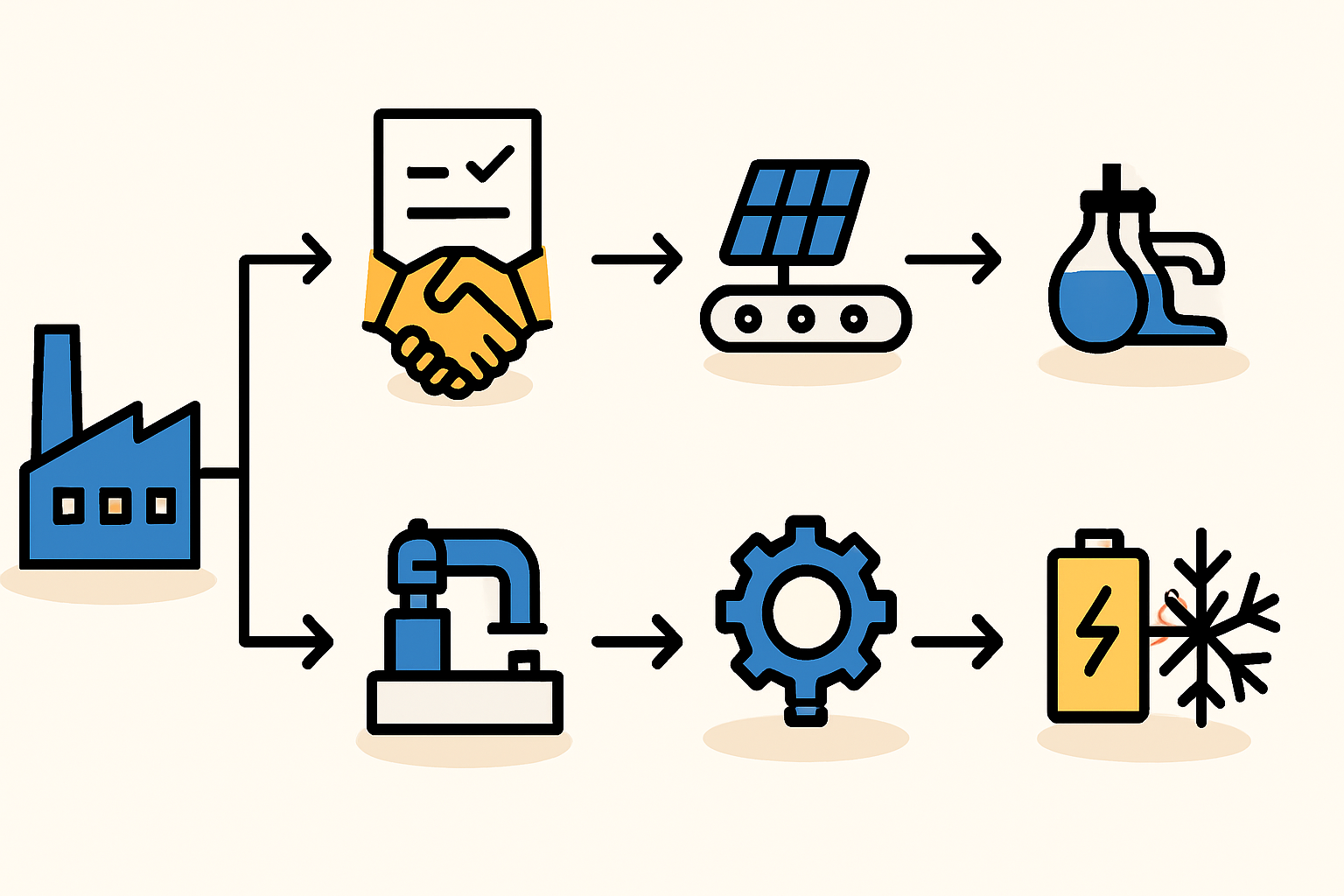 A visual of a modern, automated solar module production line in operation.
