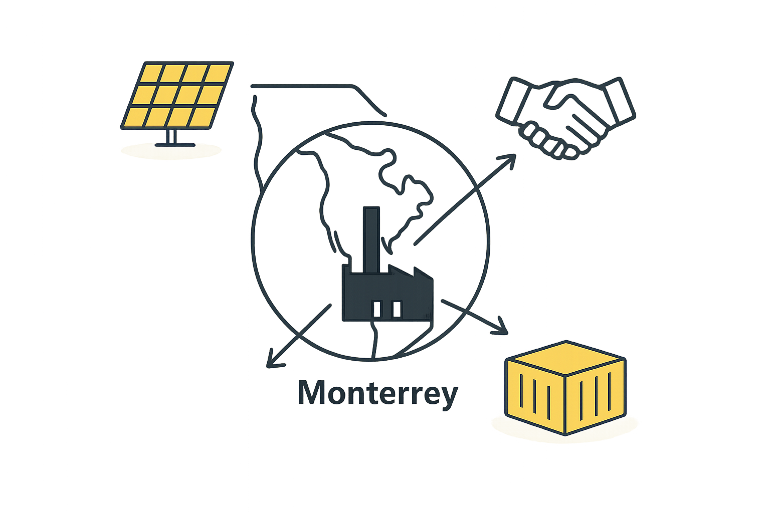 Image 1: A map showing Monterrey's proximity to the US border and major transport routes