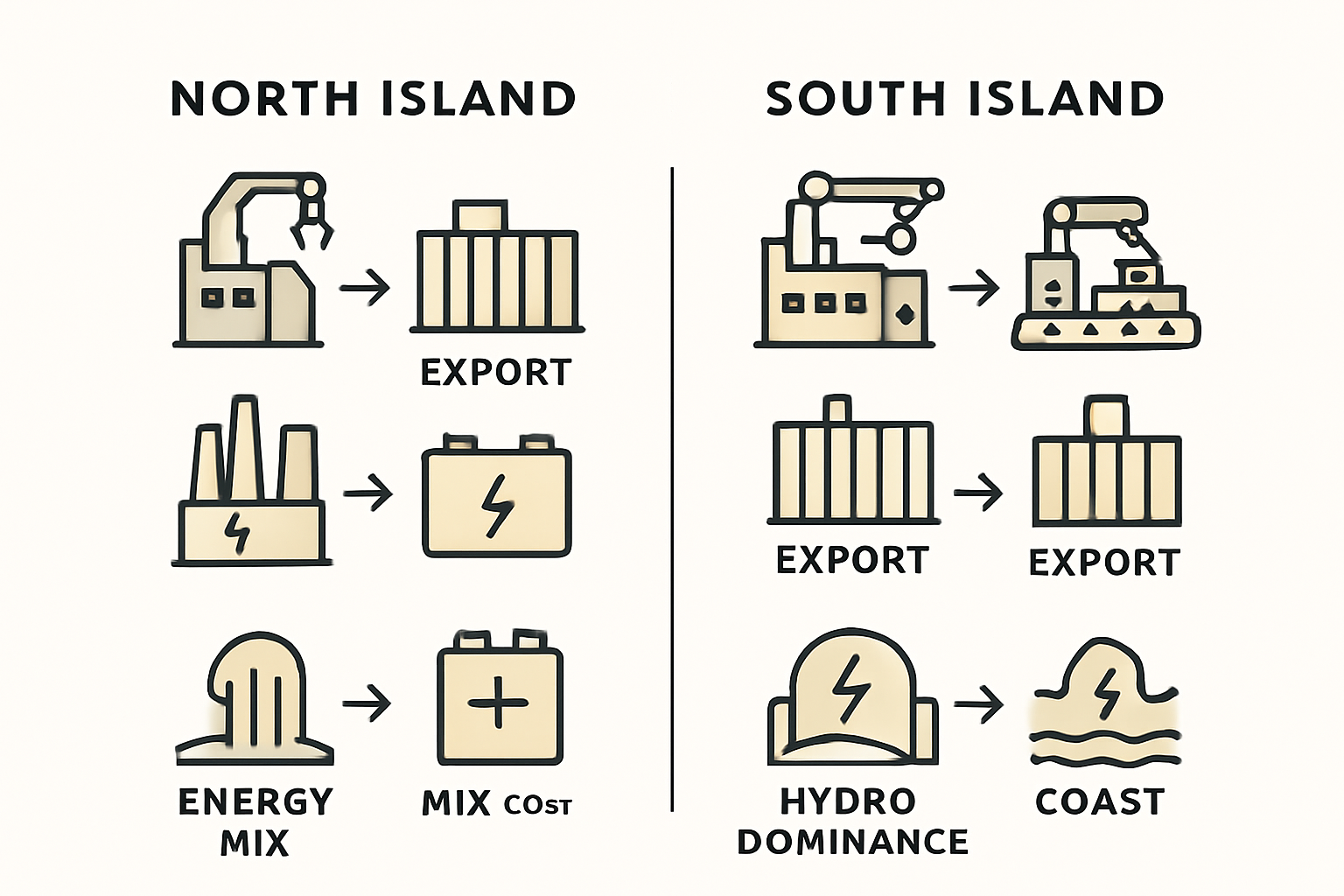 North vs South Island Strategic Map