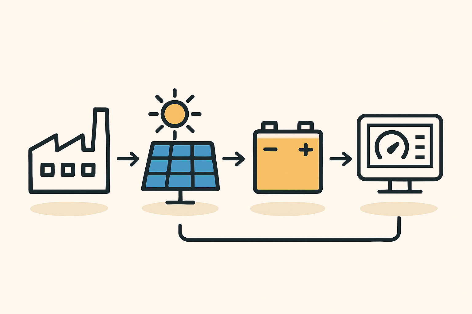 Hybrid power system for solar factory