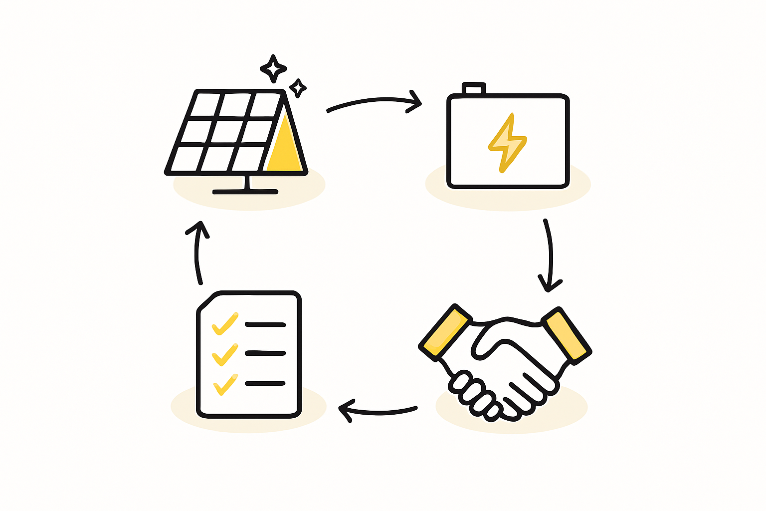 An infographic illustrating the energy needs of a remote oil and gas operation, showing applications like SCADA systems, cathodic protection, and living quarters.