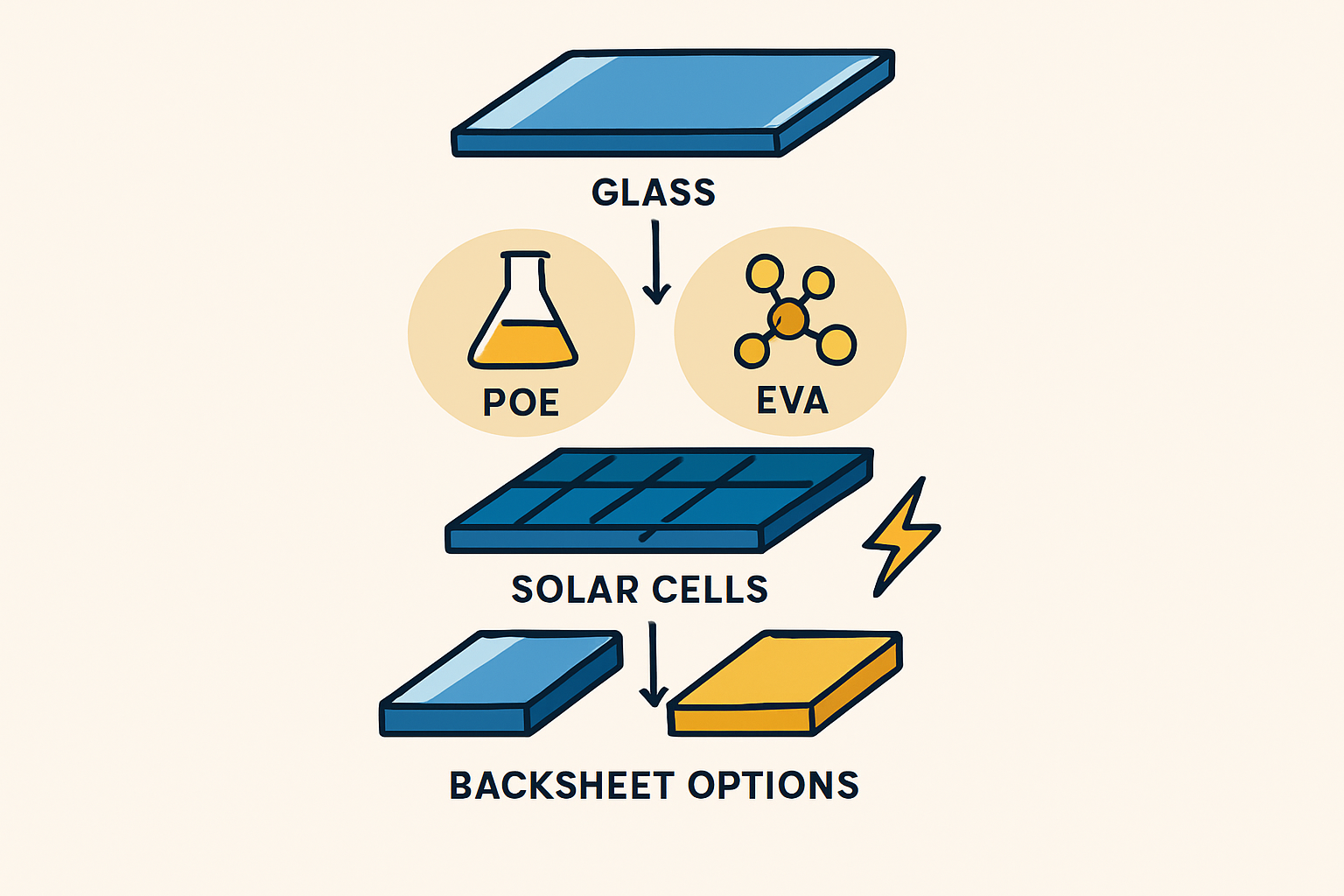 A close-up photo illustrating delamination or corrosion on a failed solar module.