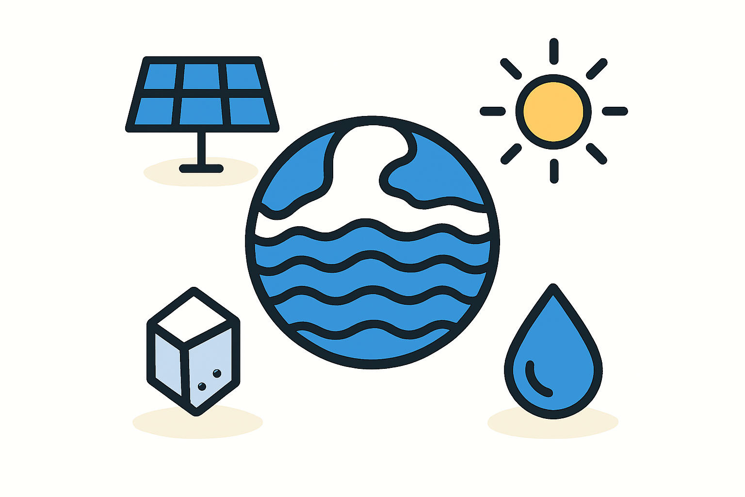 A picturesque view of a solar installation on a coastal property in Palau, with clear blue water in the background.