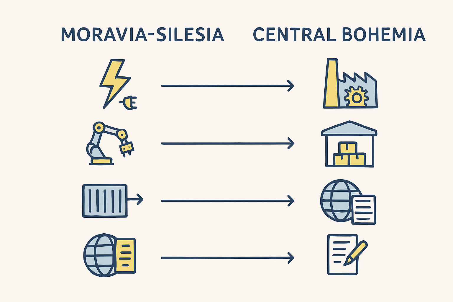 Photo of a modern industrial park in the Ostrava region, like Mošnov