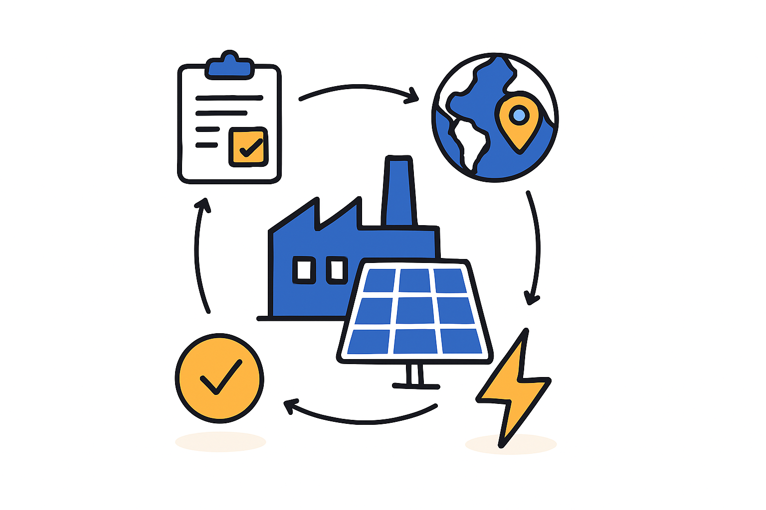 Diagram illustrating the percentage contributions of different solar module components towards the 'Yerli Malı' requirement.
