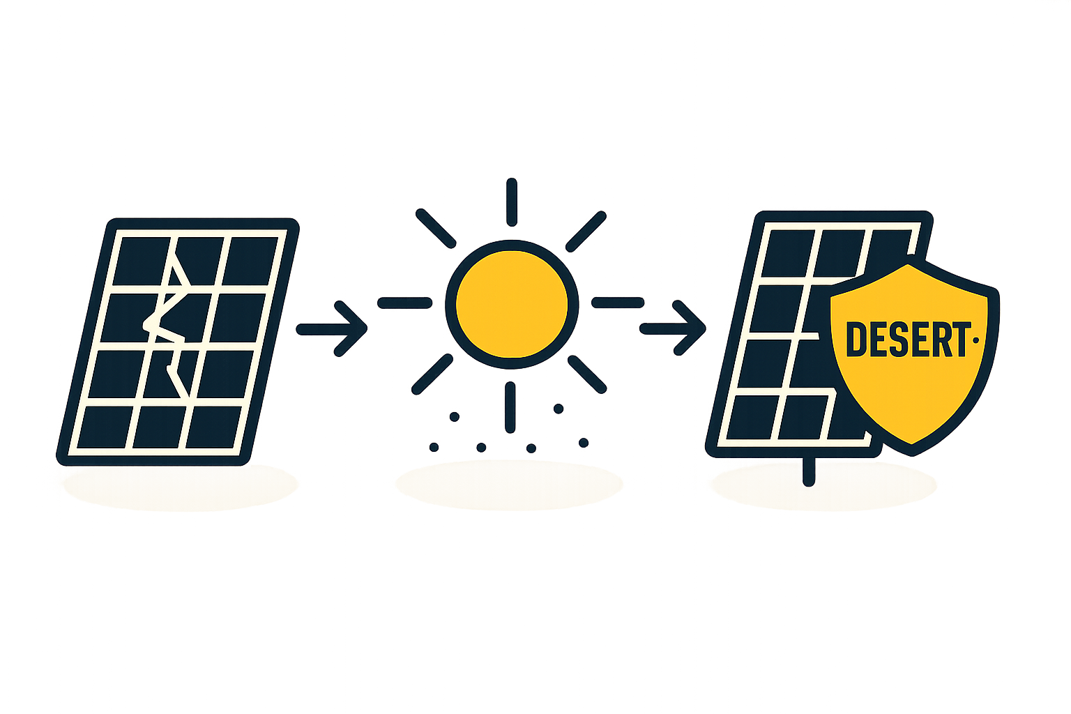 A detailed 3D layout diagram of a solar panel manufacturing plant, showing the flow of production from raw materials to finished modules.