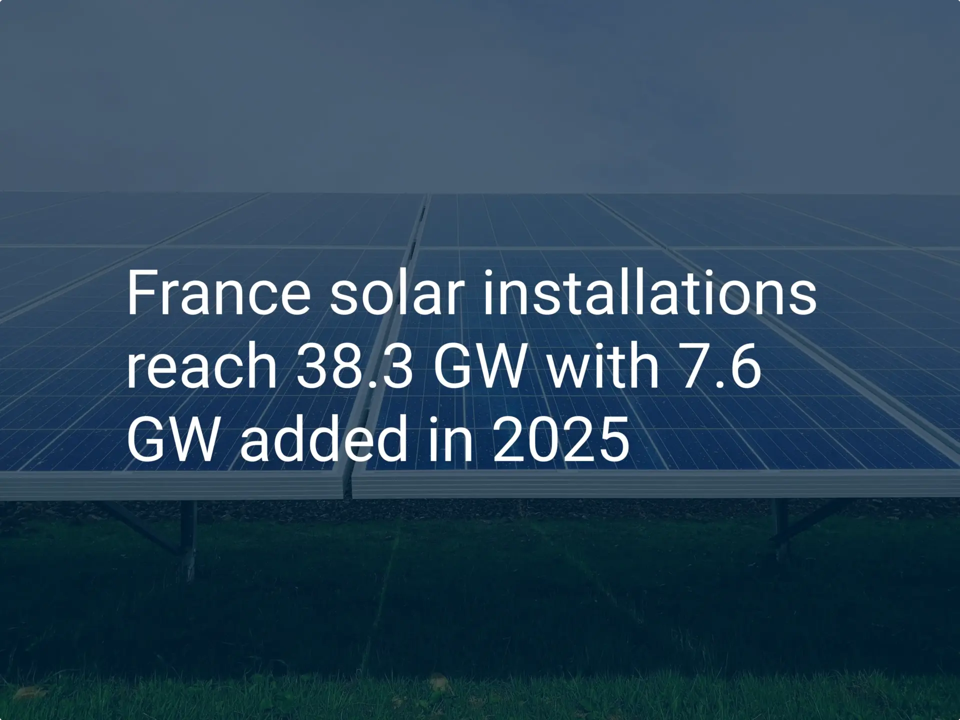 France solar installations reach 38.3 GW with 7.6 GW added in 2025